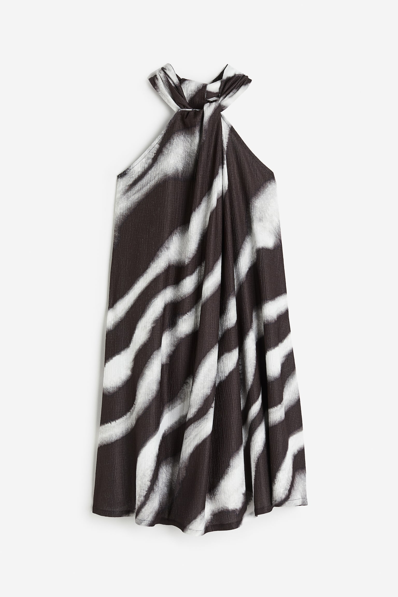 A-line Halterneck Dress - Black/Zebra print/Lilac - 1