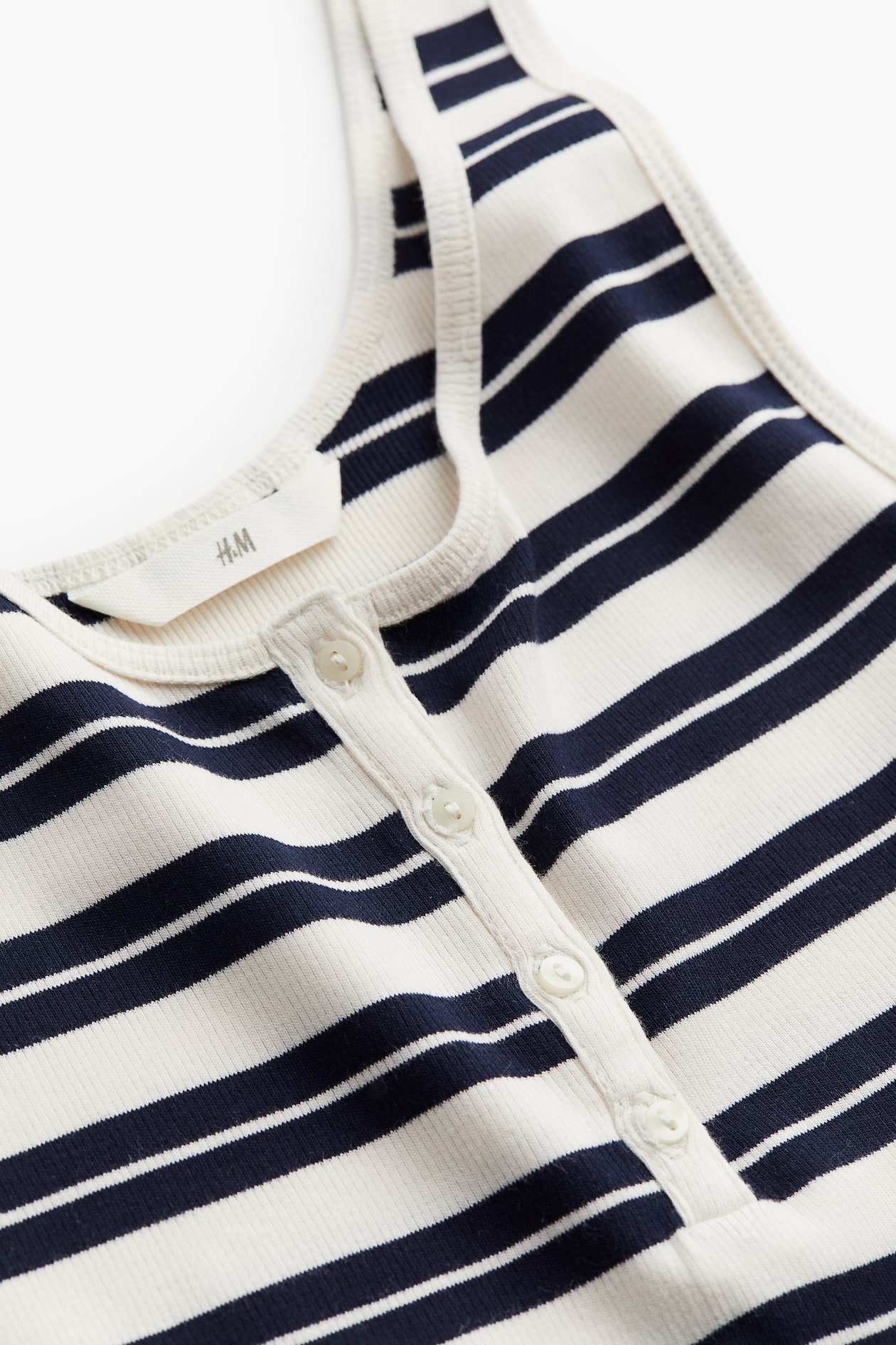 Women's Navy blue/striped Ribbed Tank Top | H&M US