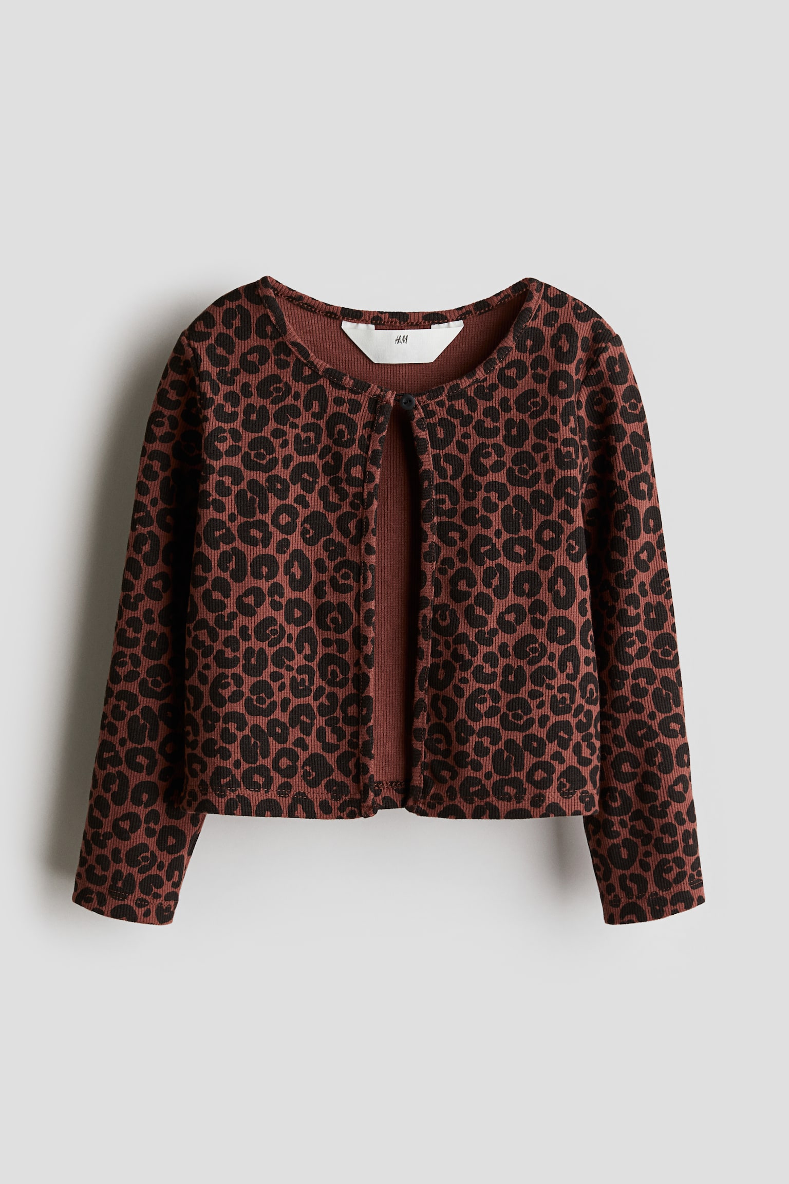 Jersey cardigan - Brown/Leopard-print/White/Sequins/Light grey - 1