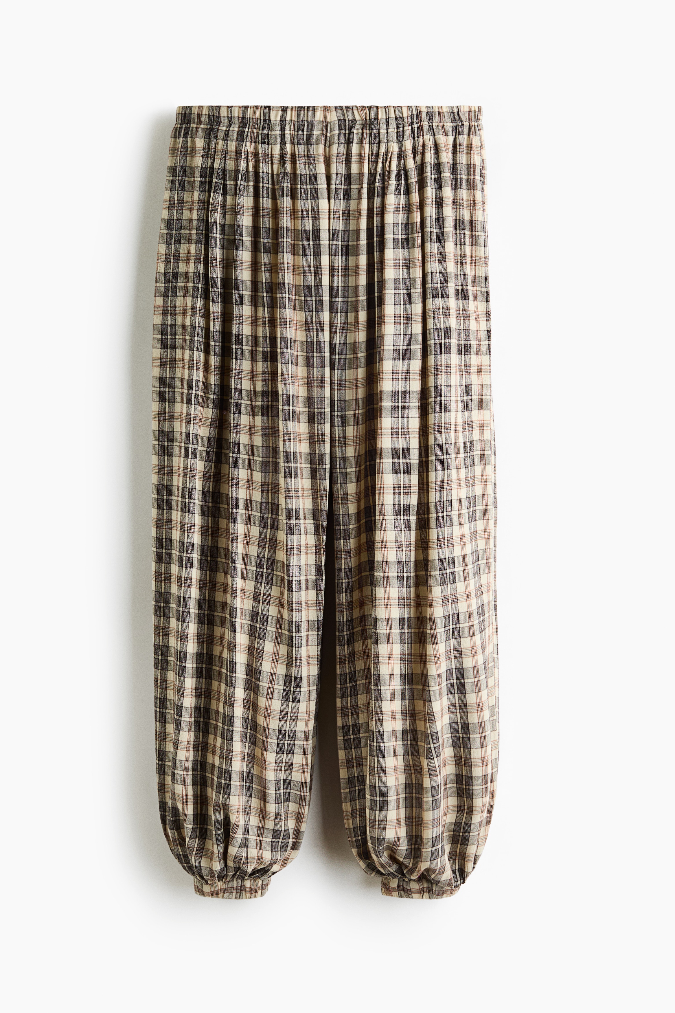 Viscose balloon trousers - Light dusty beige/Checked