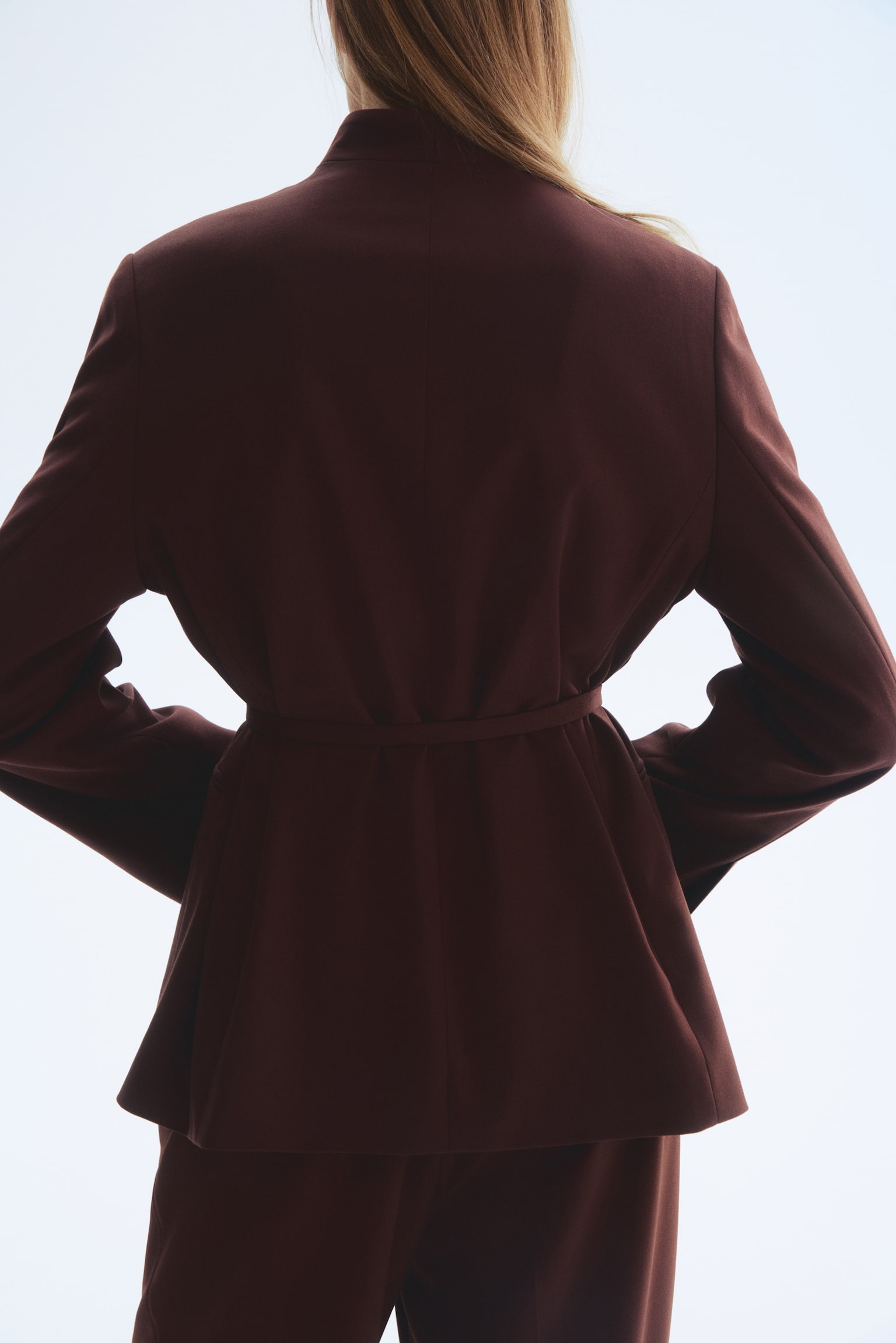 Блейзер оверсайз із ремінцем - Темно-коричневий - 5