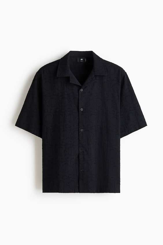 Мужские рубашки H&M Relaxed-Fit Textured Resort Shirt