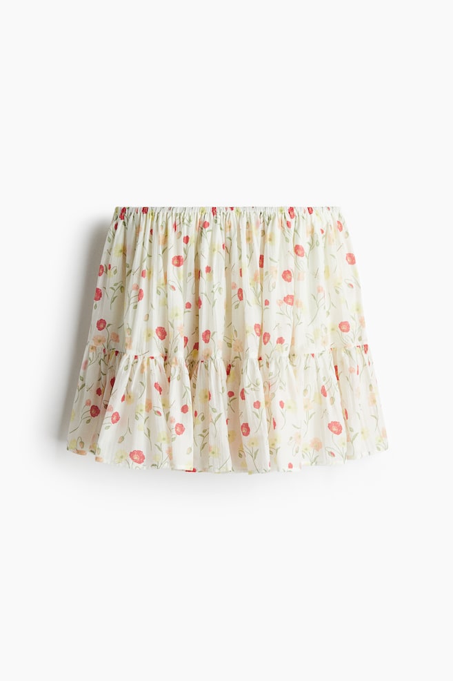 Flounced mini skirt - Cream/Floral/Grey/White/Floral/White - 1