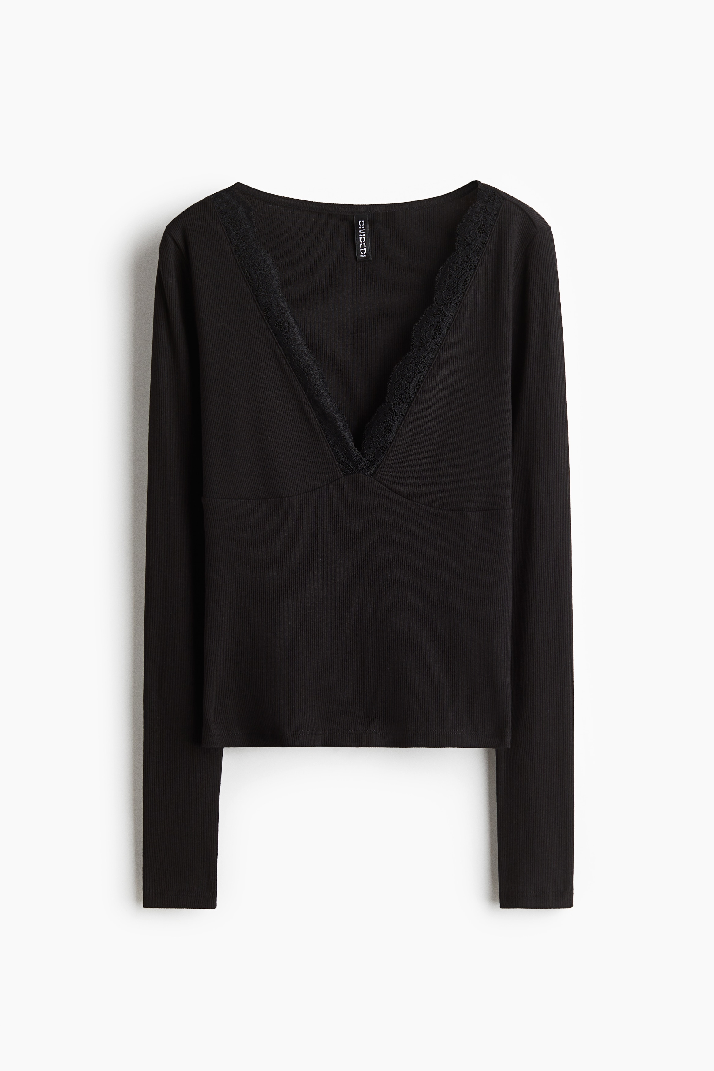 Lace-Trimmed Top - Black