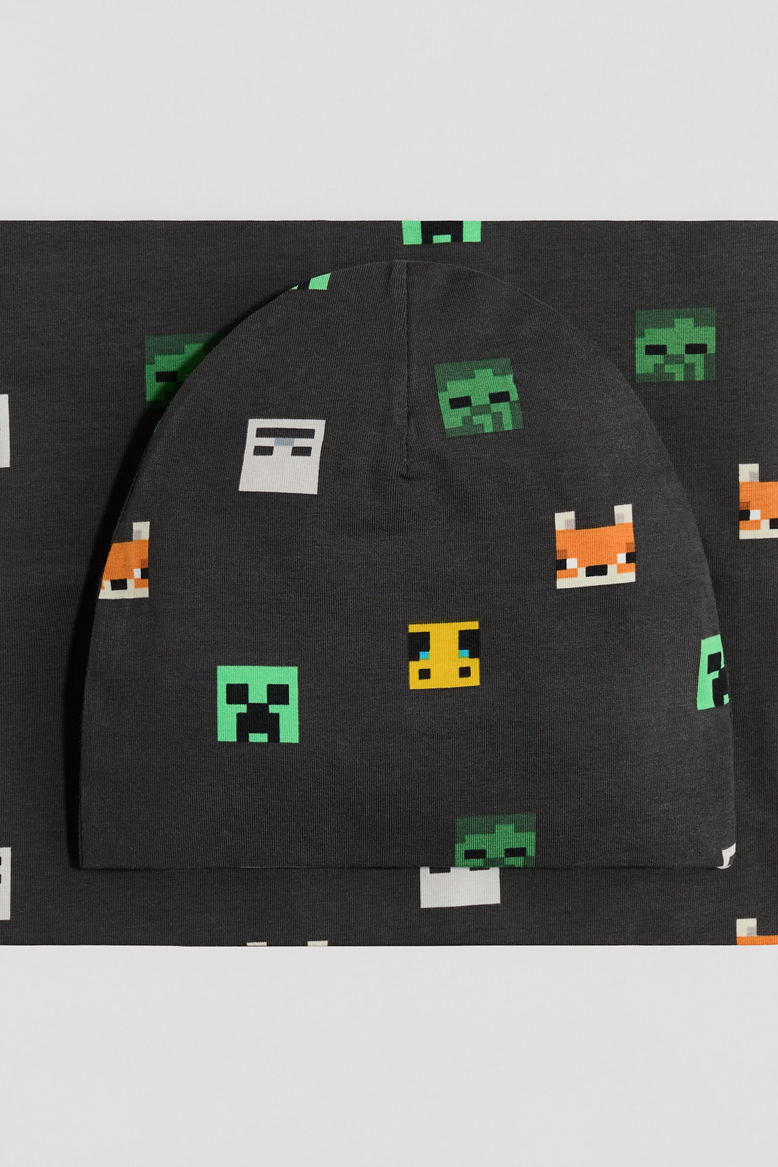 2-piece beanie and tube scarf set - Dark Grey/Minecraft/Dusty turquoise/Hot Wheels - 2