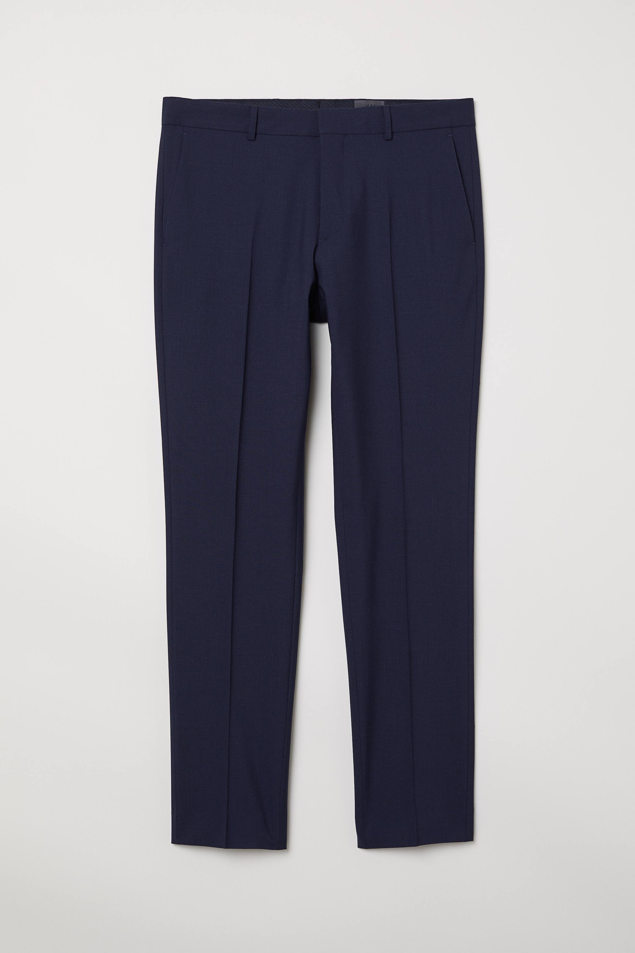 查看大圖: 貼身羊毛西裝褲 - 海軍藍 - Men | H&M 1