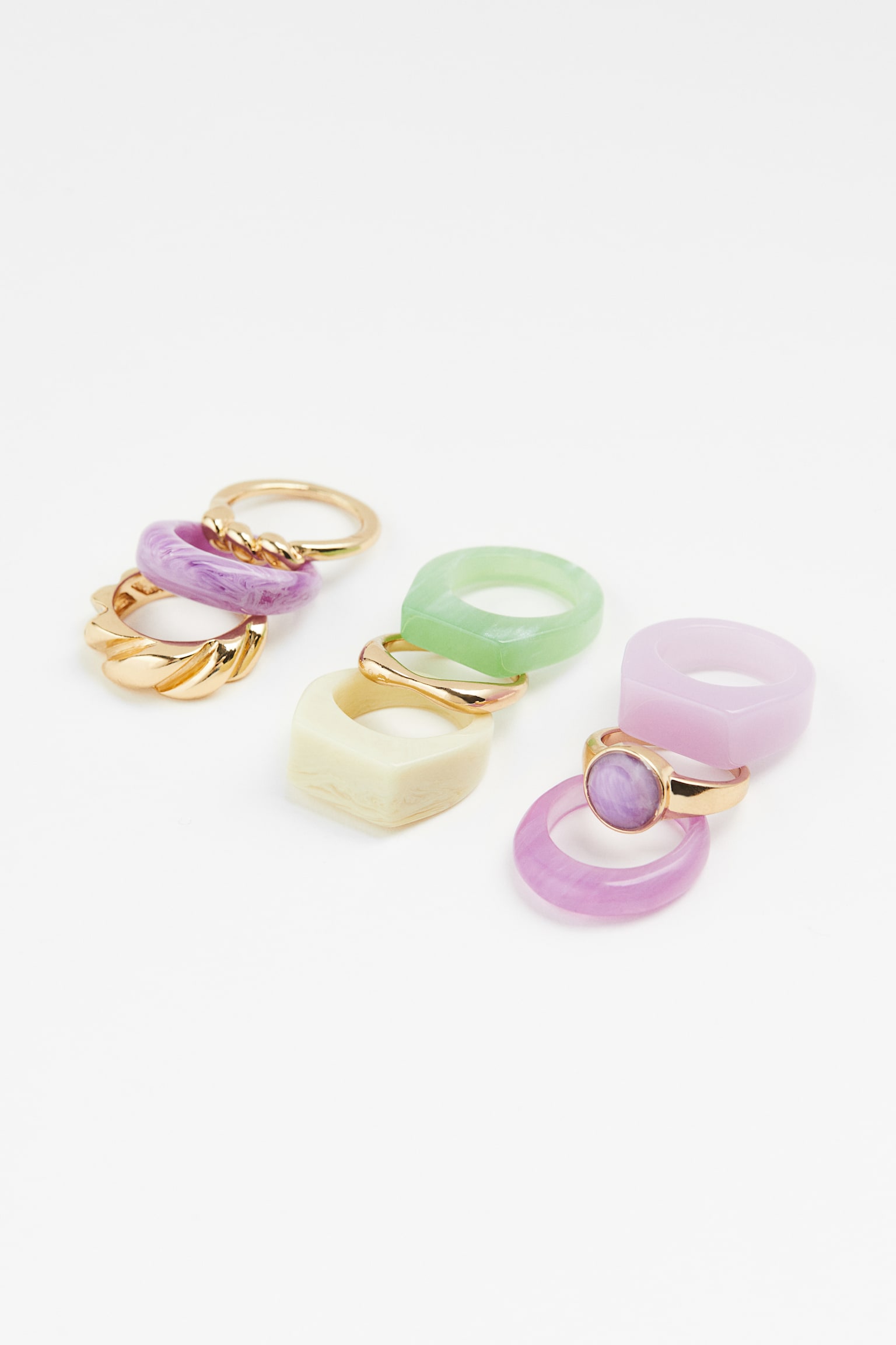 9-pack Rings - Purple/Gold colour/Gold colour/White/Pink/Silver colour/Orange/Gold colour - 1