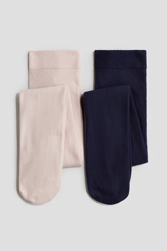 2-pack fine-knit tights - Light dusty pink/Dark blue/Black - 1