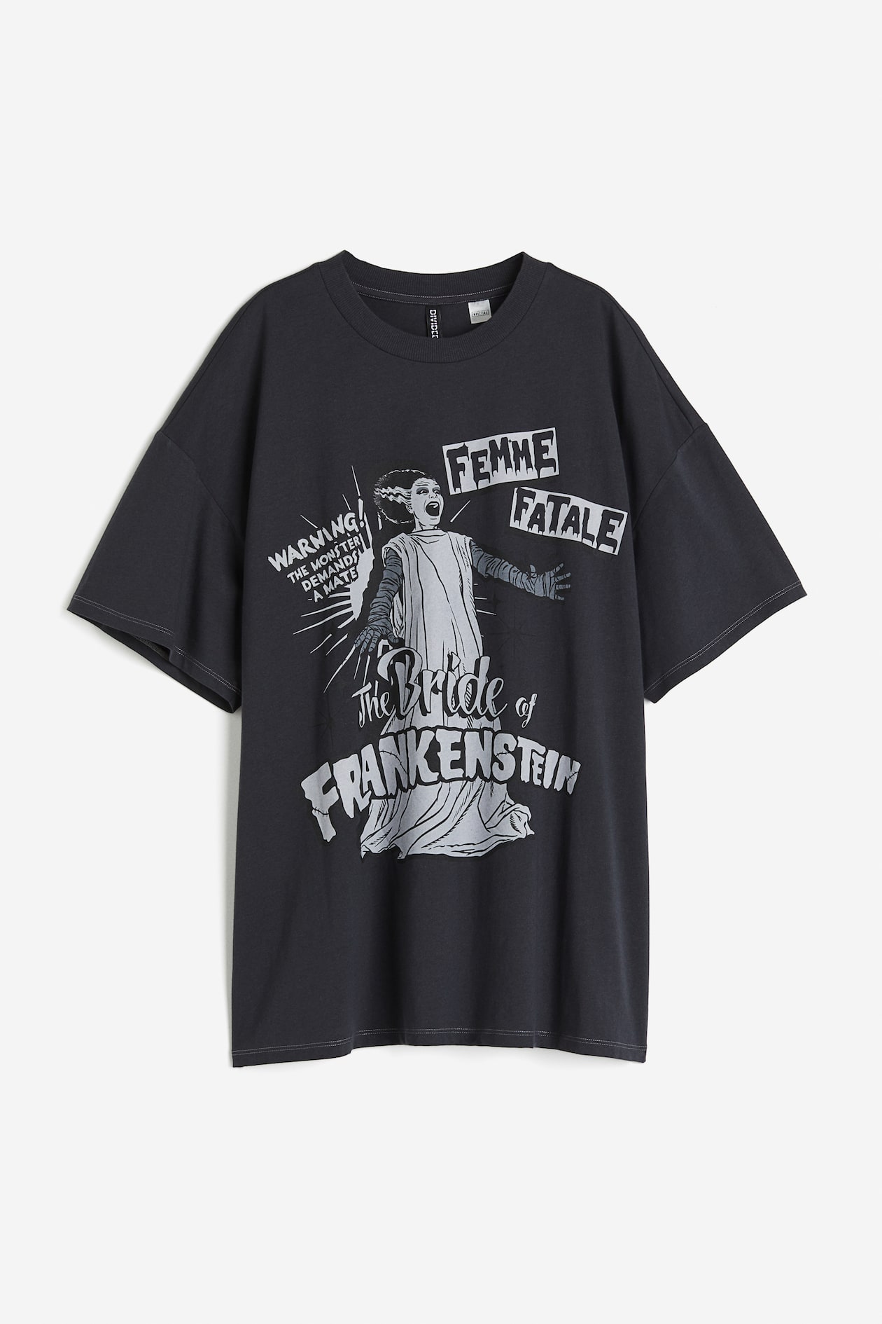 Oversized printed T-shirt Dark grey/Universal Monsters Ladies H&M IN