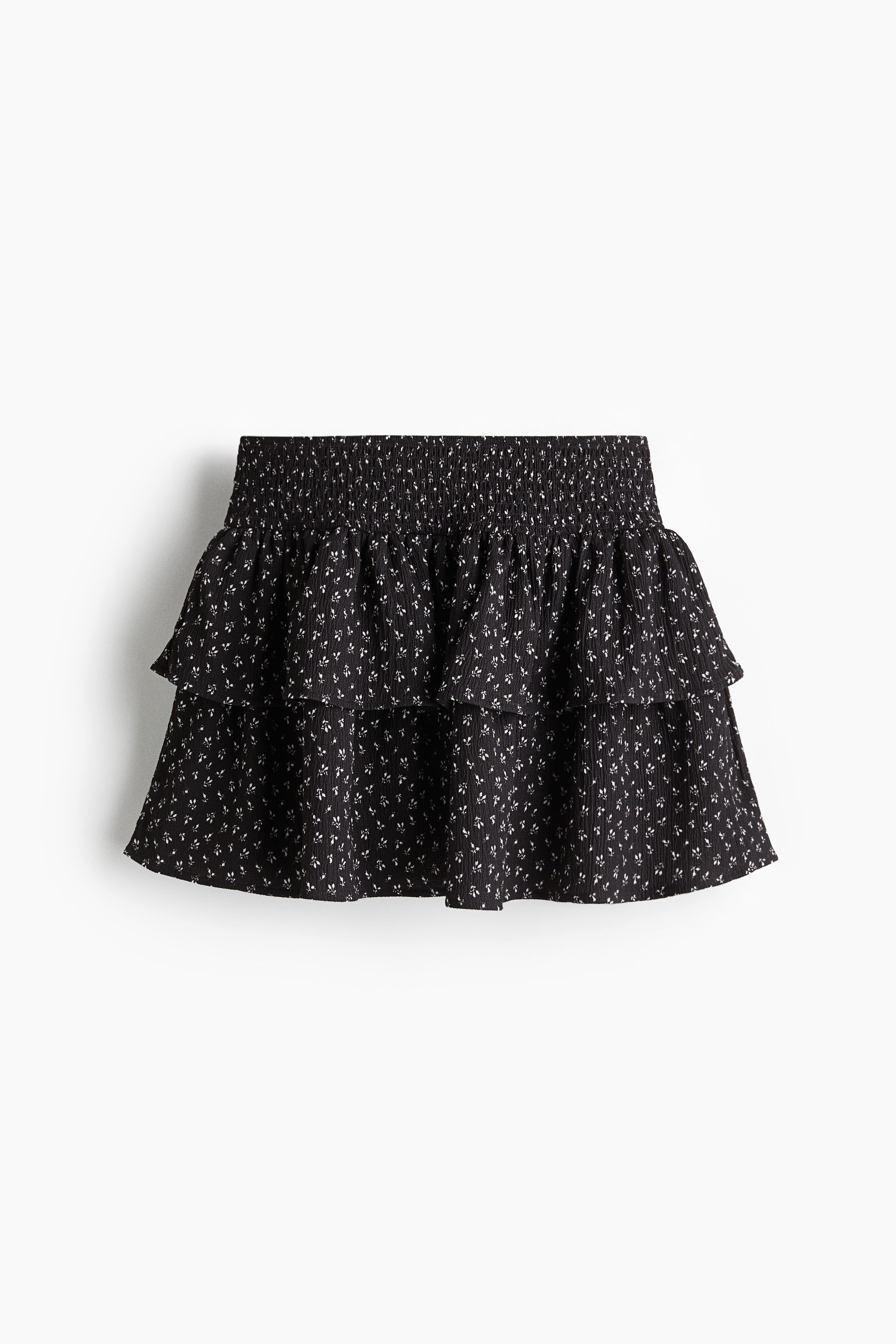 Tiered skort - Dark grey/Floral/White/Light yellow