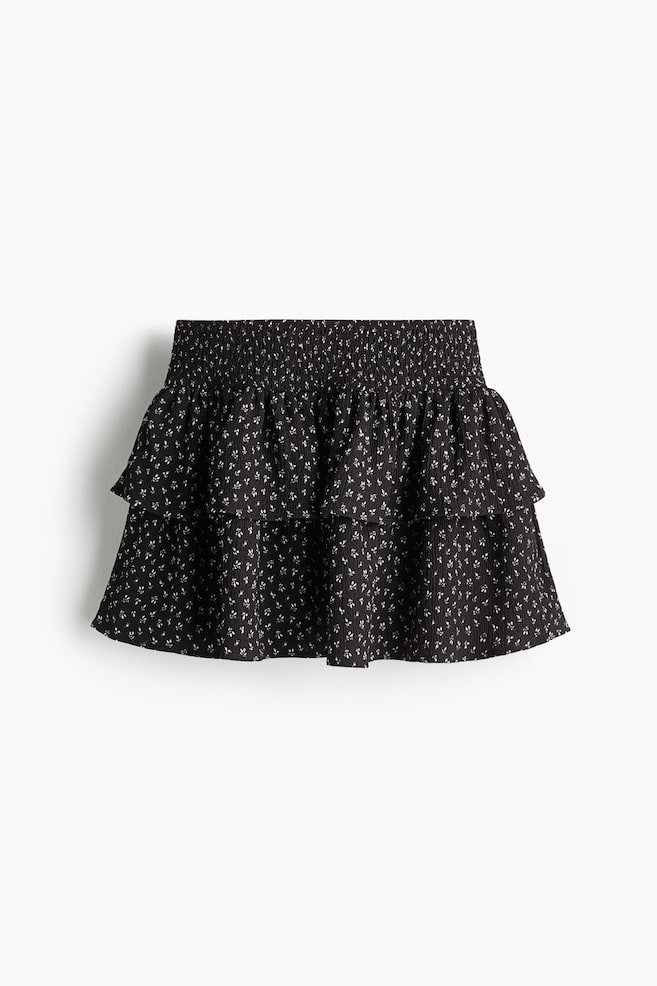 Tiered skort - Dark grey/Floral/Light yellow - 1