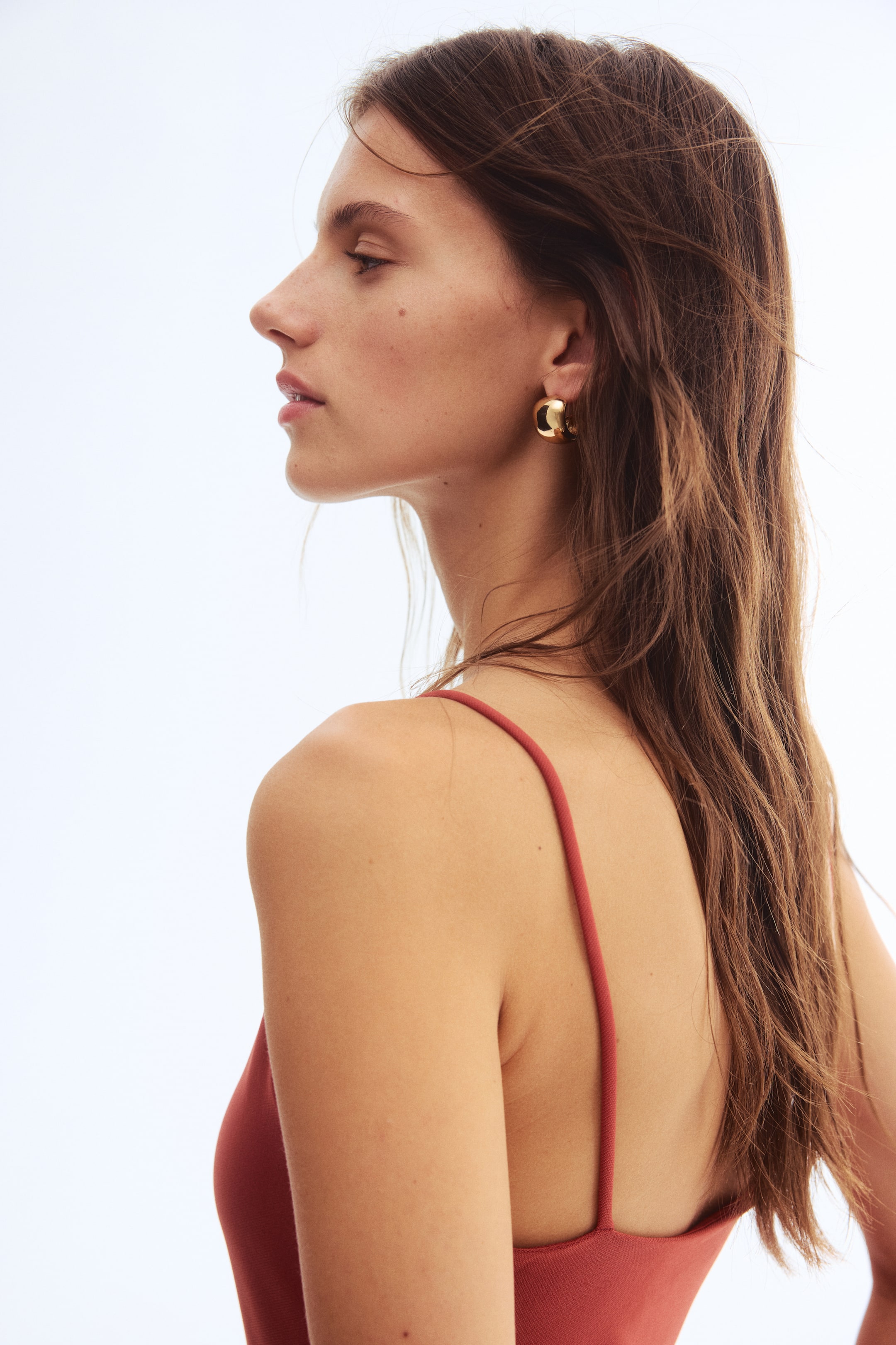 View larger image: Gathered strappy dress - Rust red - Ladies | H&M PH 4