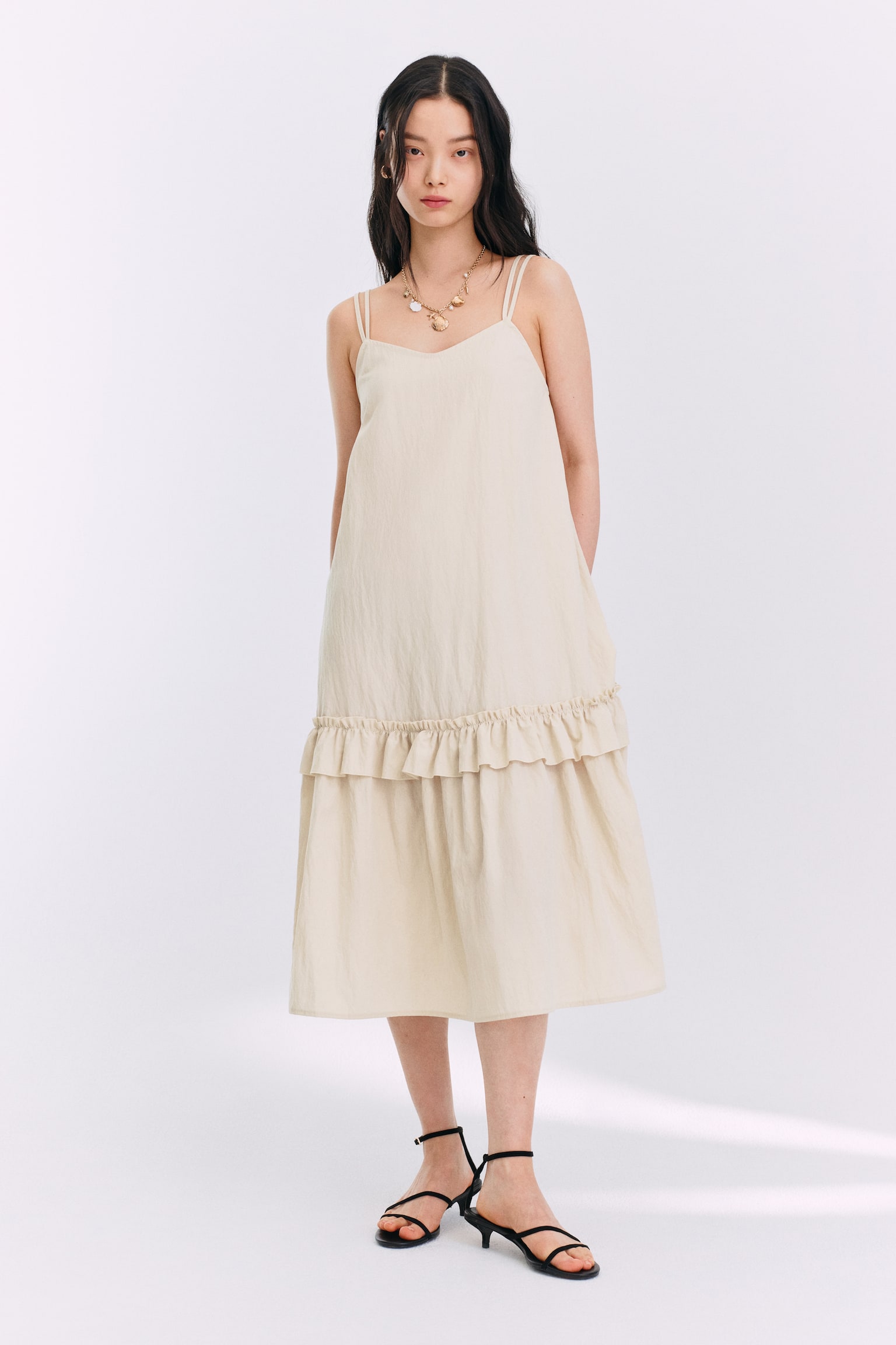 Strappy Dress - Light beige/Black - 4
