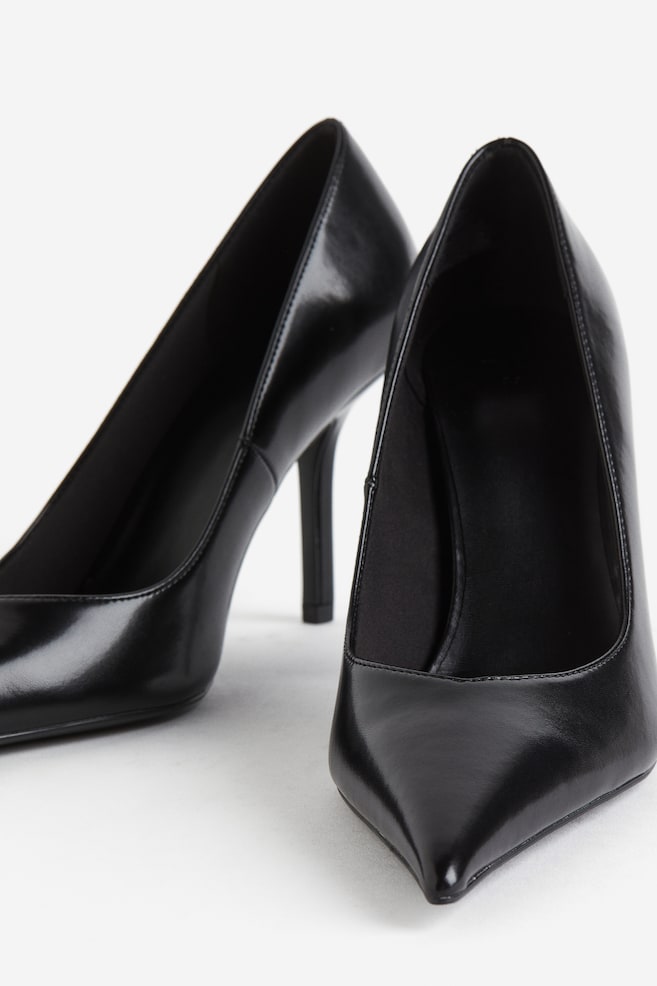 Court shoes - Black/White/Crocodile-patterned - 2