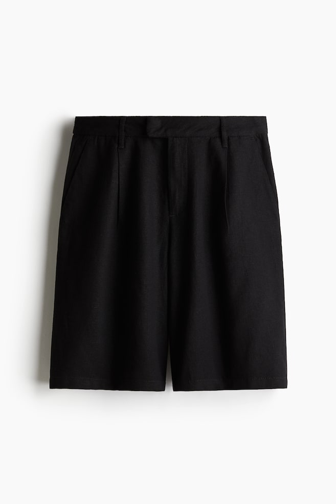 Knielange Shorts aus Leinenmix - Schwarz/Hellbeige/Weiß/Weiß/Nadelstreifen/Braun - 1