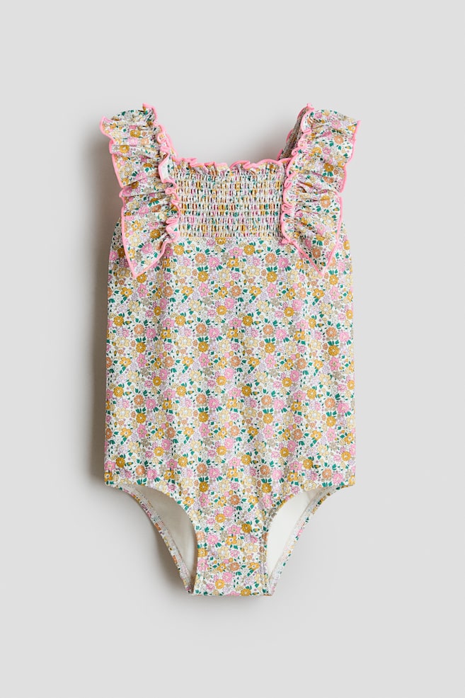 Ruffle-Trimmed Swimsuit - Yellow/floral - 1
