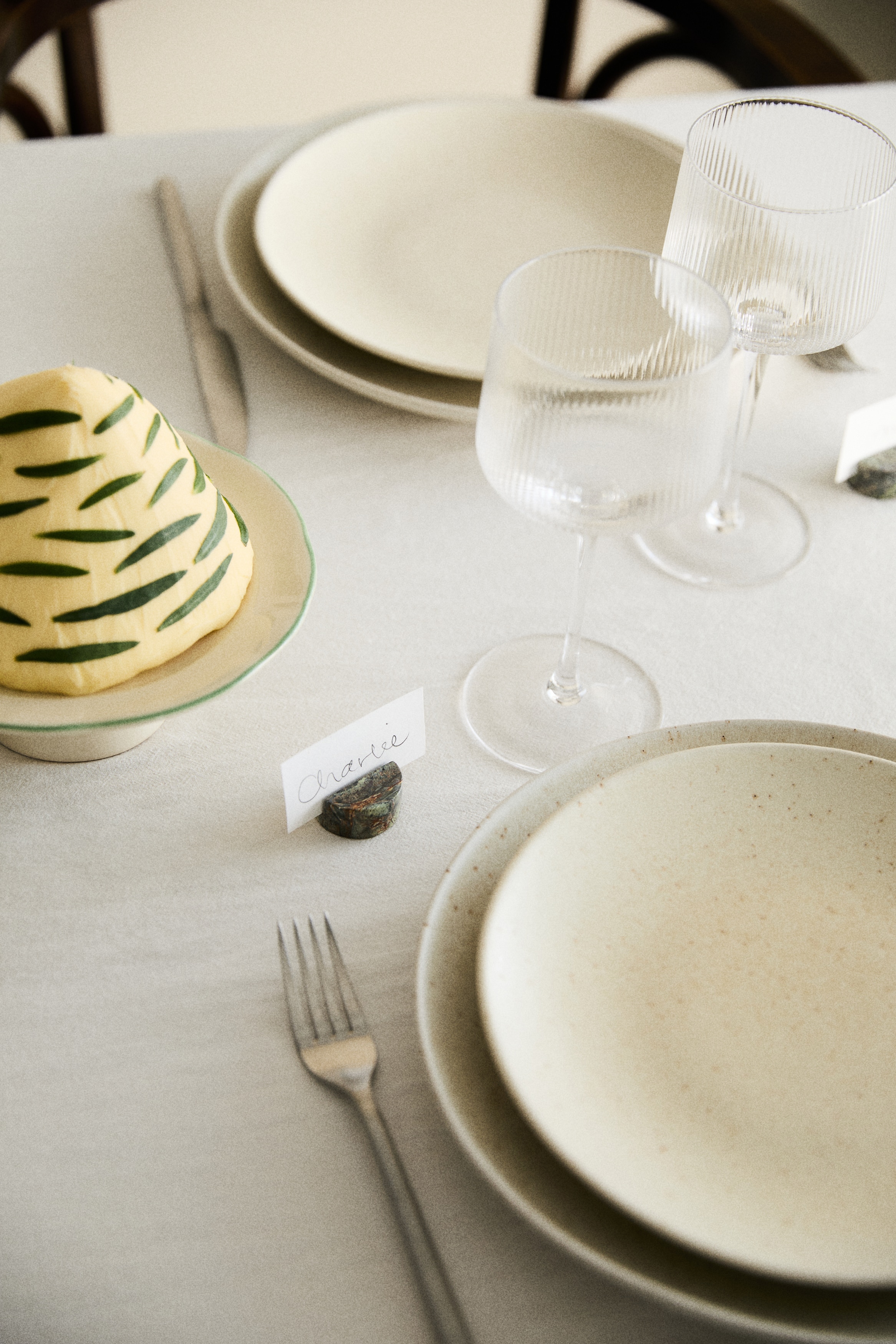 Lot de 4 supports de marque-place en marbre - Vert