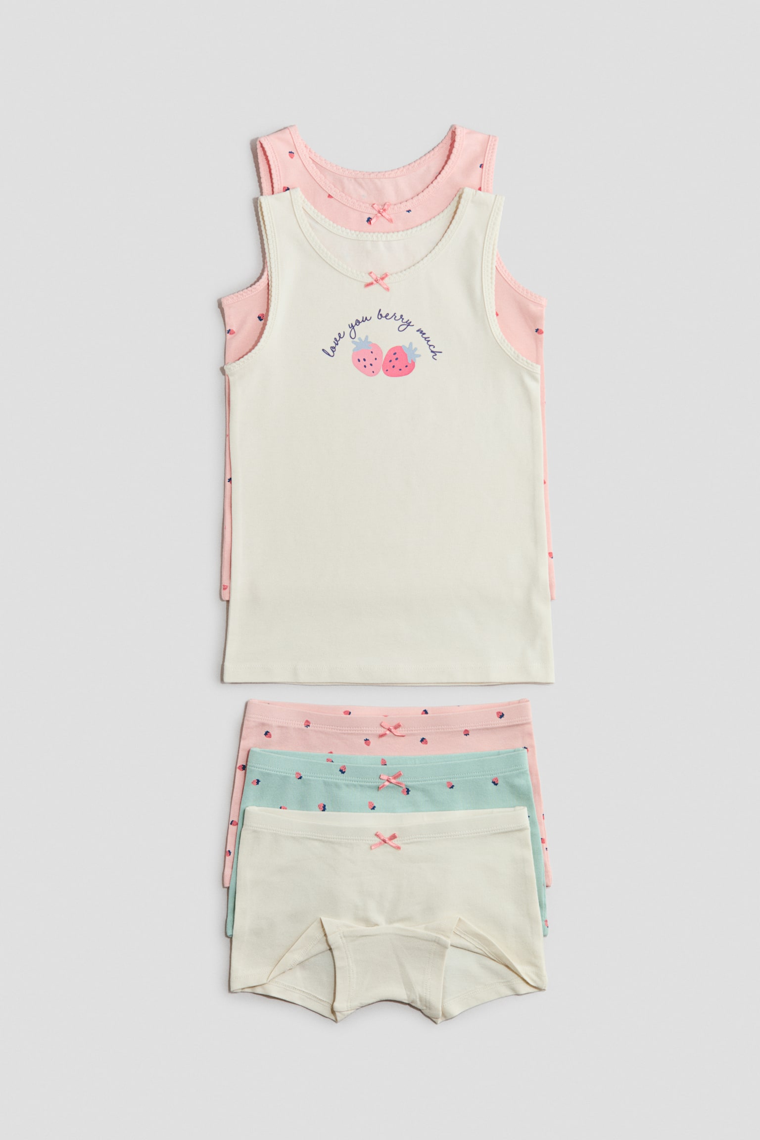 5-piece cotton set - Cream/Strawberries/Light purple/Clouds - 1