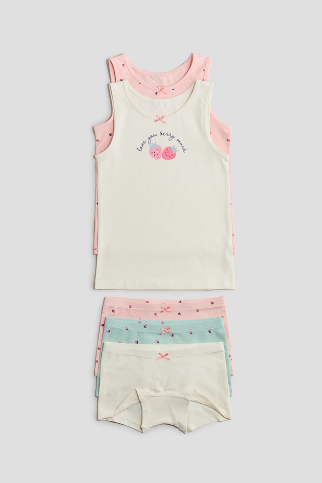 5-piece cotton set - Cream/Strawberries - 1