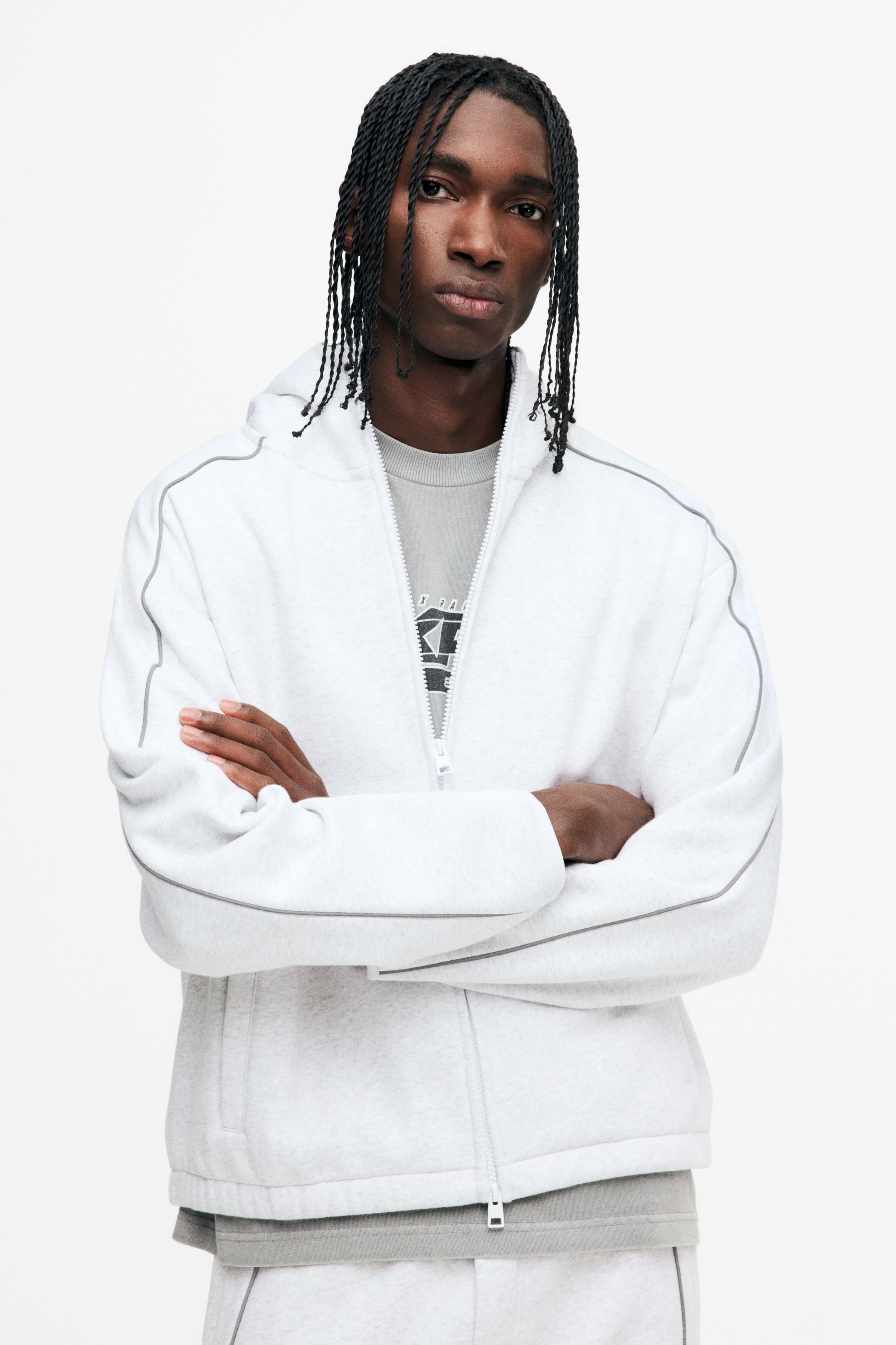 H & M - ルーズフィット フルジップスウェットパーカ - グレー