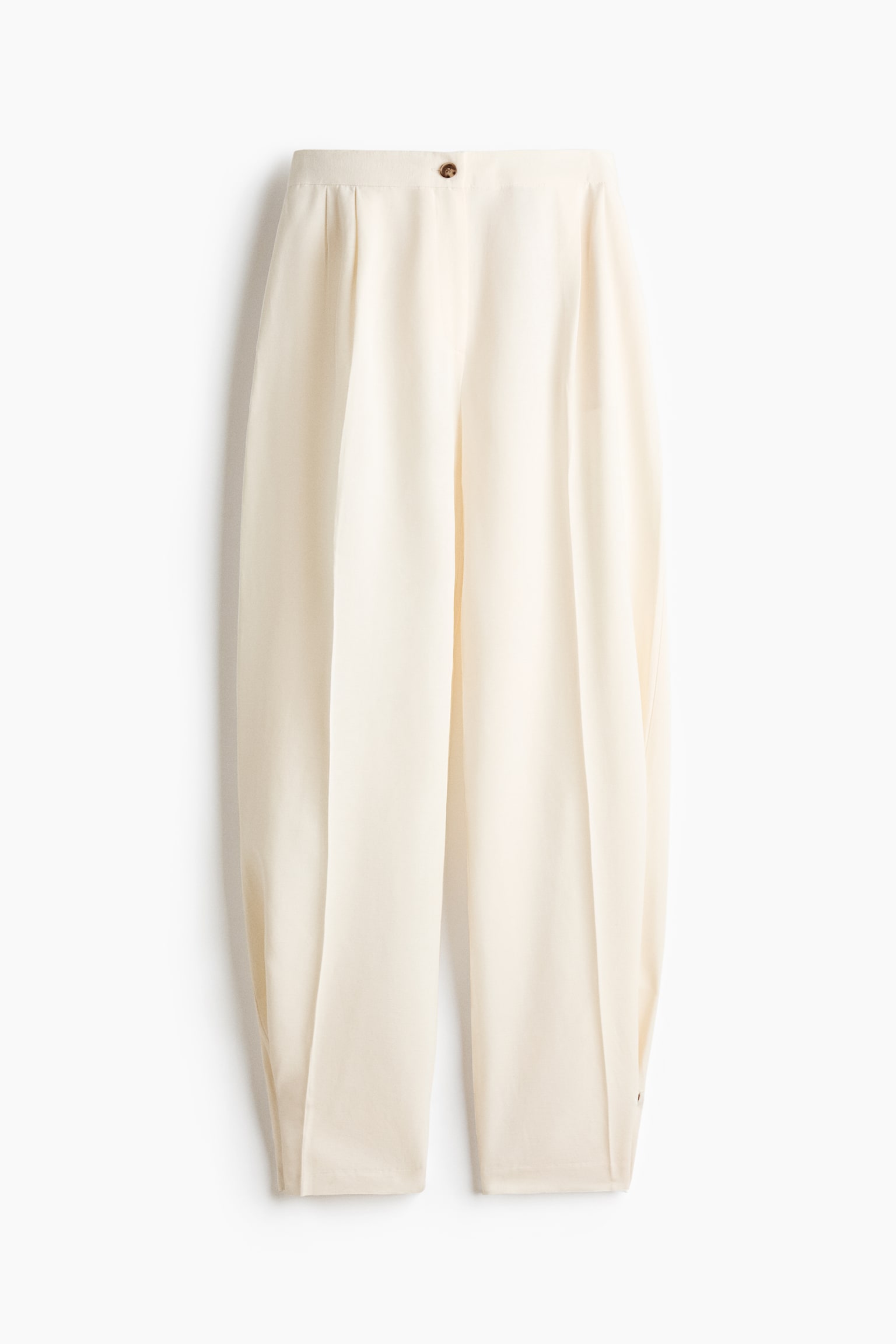 Linen-blend balloon trousers - Cream/Black - 1