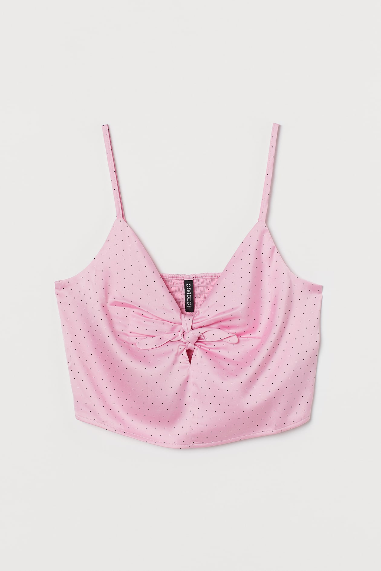 Cropped Camisole Top - V-neck - Sleeveless - Pink/black dotted - Ladies ...