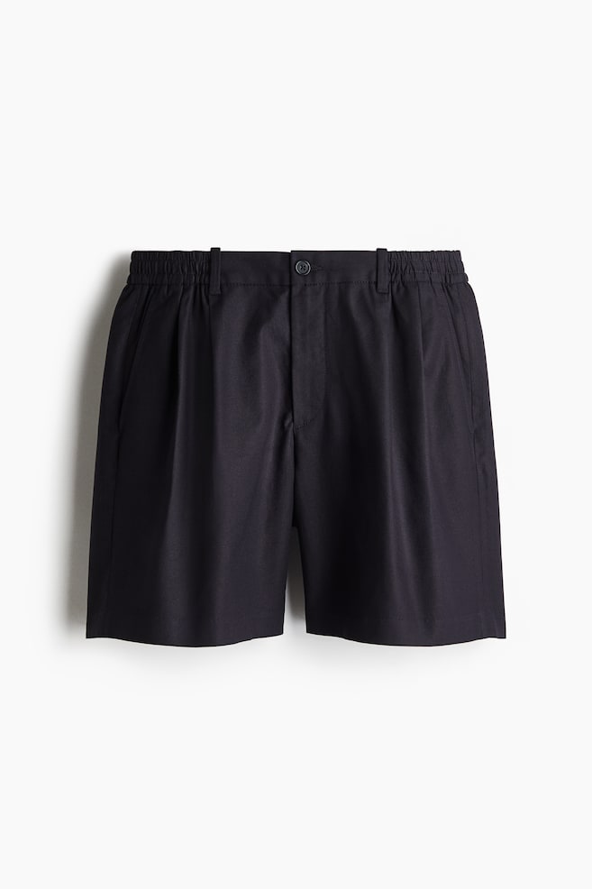 Relaxed Fit Linen-blend shorts - Navy blue - 1