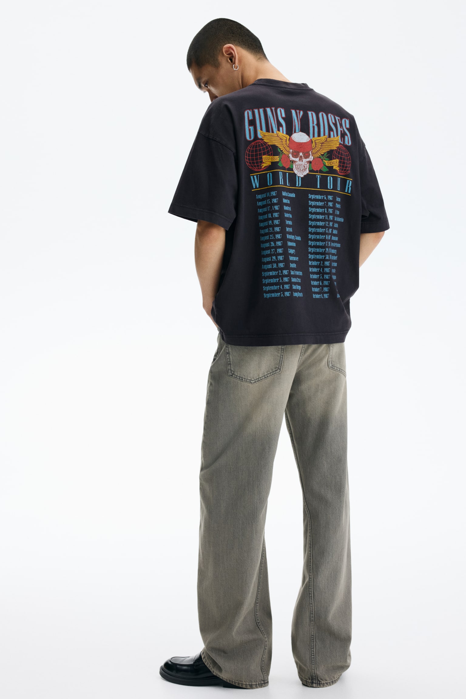 טישירט Oversized Fit - שחור/Guns N' Roses/שחור/גורילז/לבן/Nas/קרם/Red Hot Chili Peppers - 7
