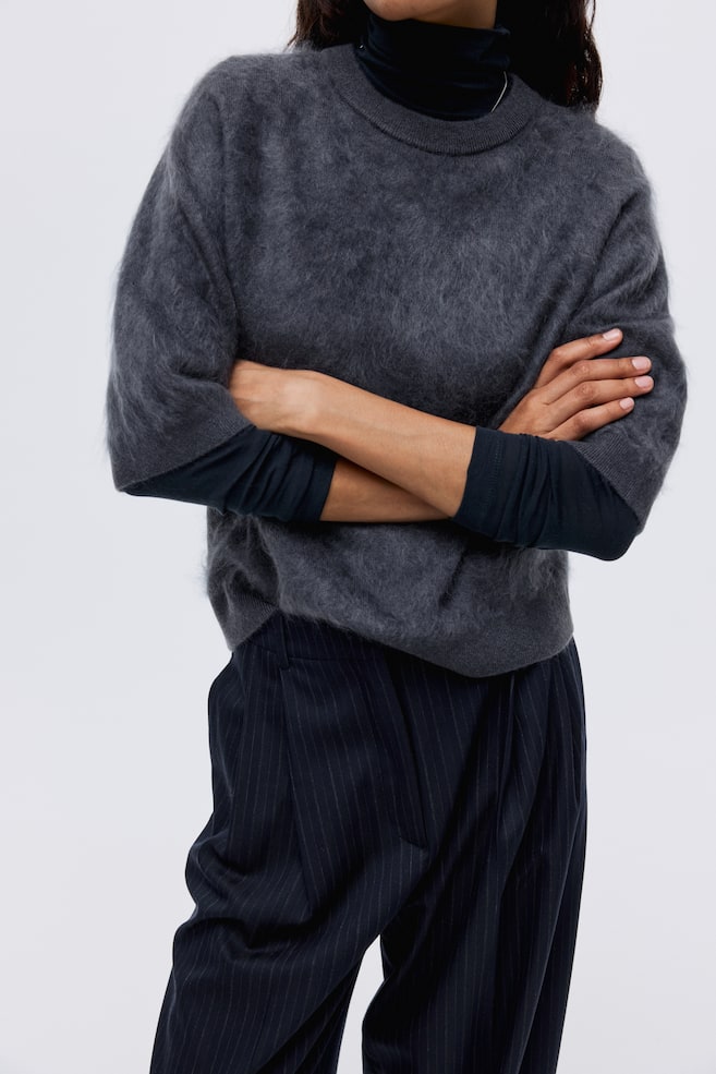 Top en cachemire brossé-Gris foncé - 4