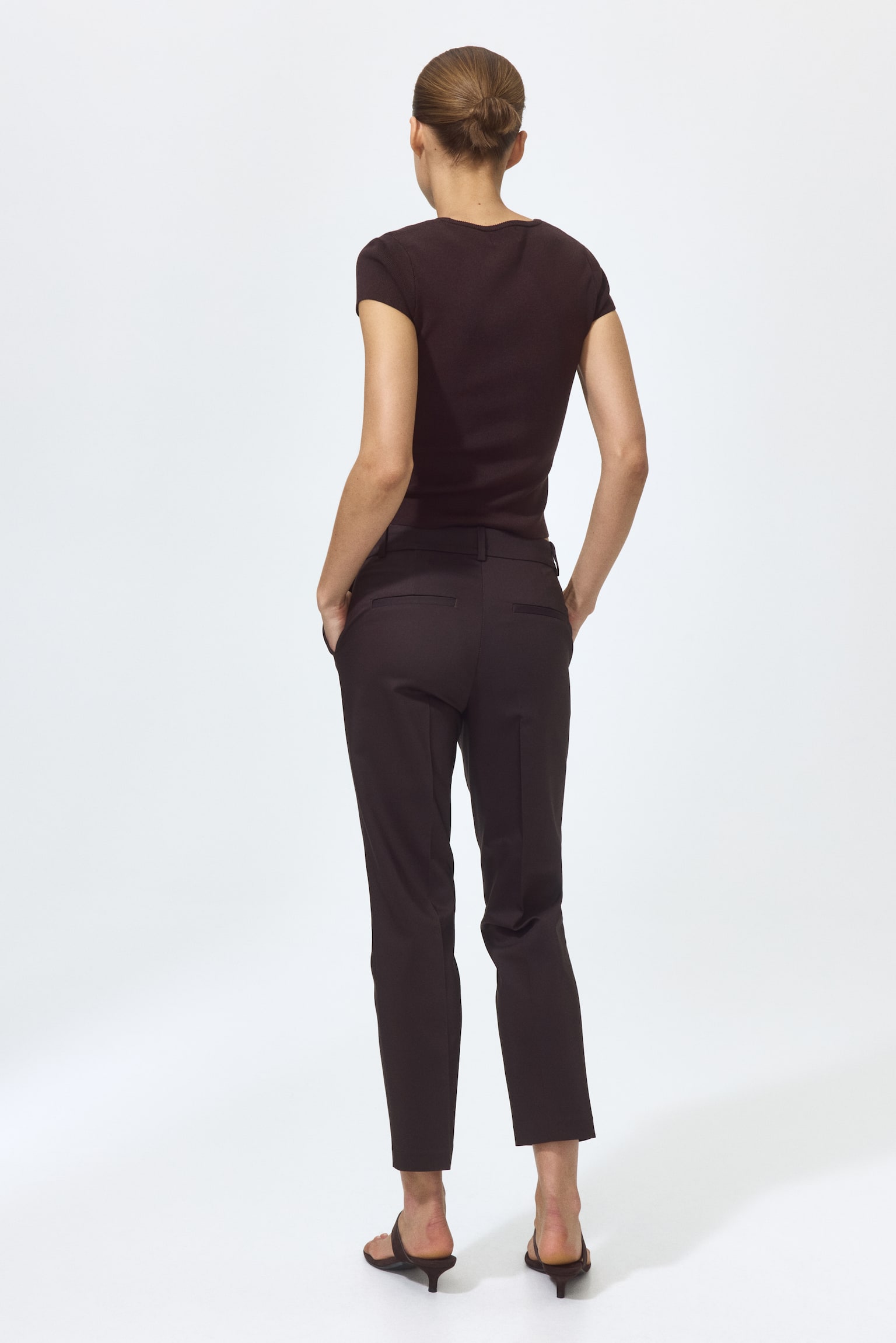 Cigarette trousers-Dark brown - 3