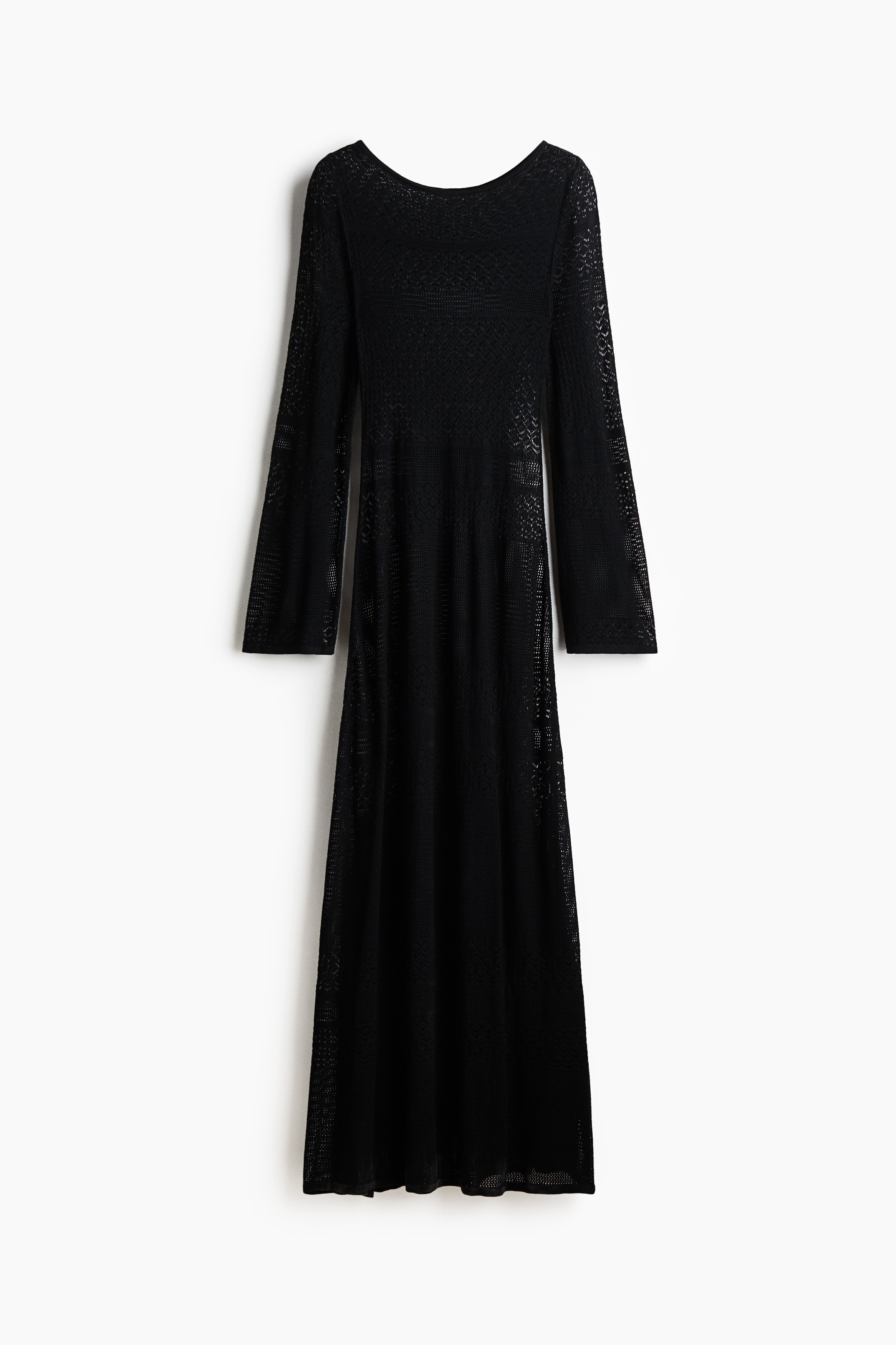 Pointelle-Knit Maxi Dress - Black/Brown