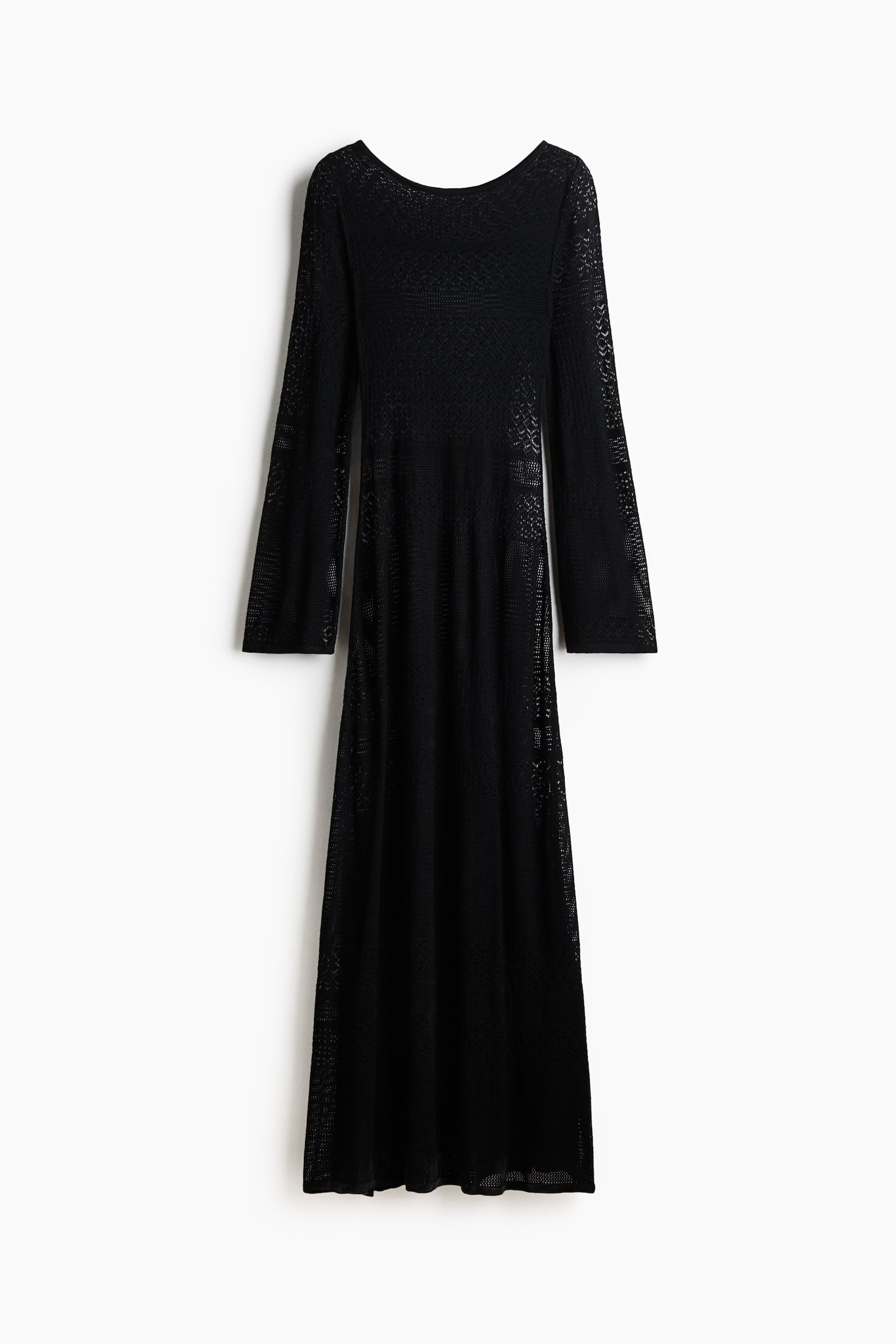 Pointelle-knit maxi dress - Black/Brown - 2