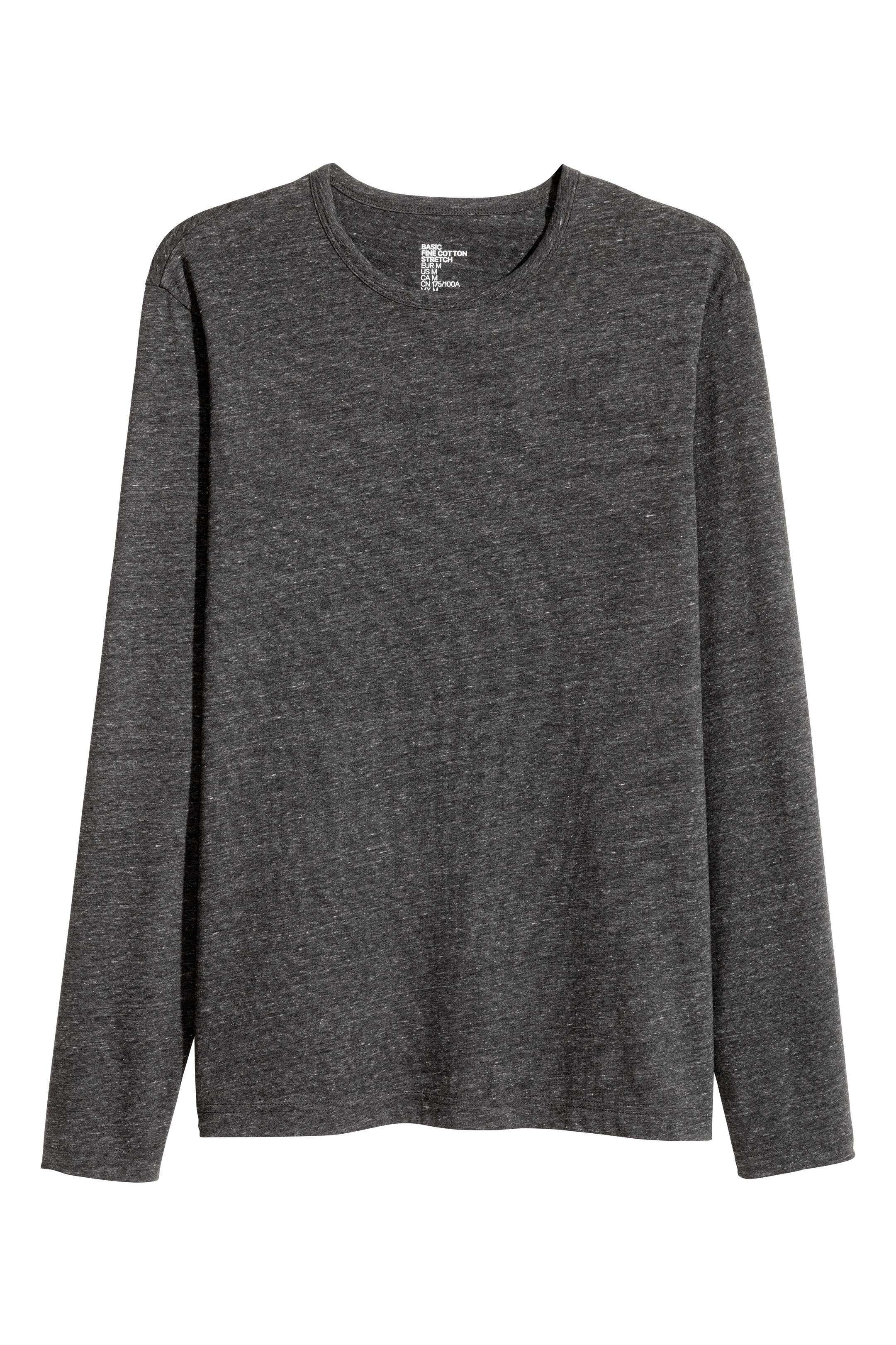 Grösseres Bild ansehen: Long-sleeved T-shirt Slim fit - Dark grey marl - HERREN | H&M CH 1
