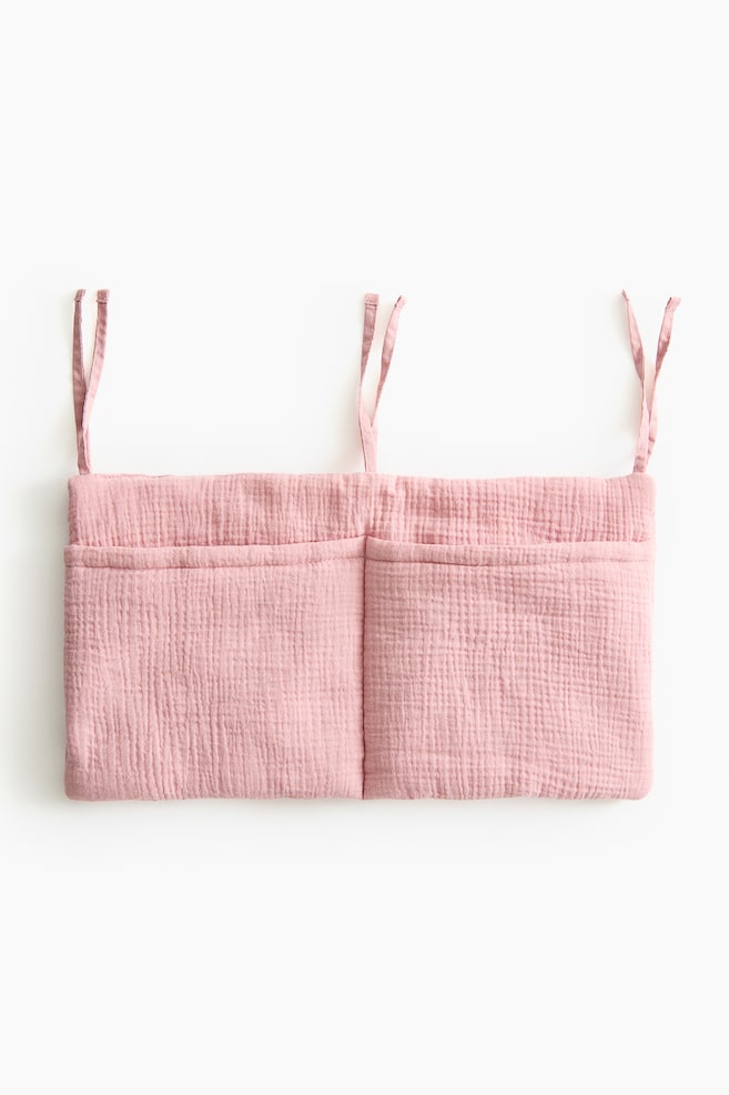Wall-Hanging Muslin Organizer - Pink/Light khaki green/Light beige - 1