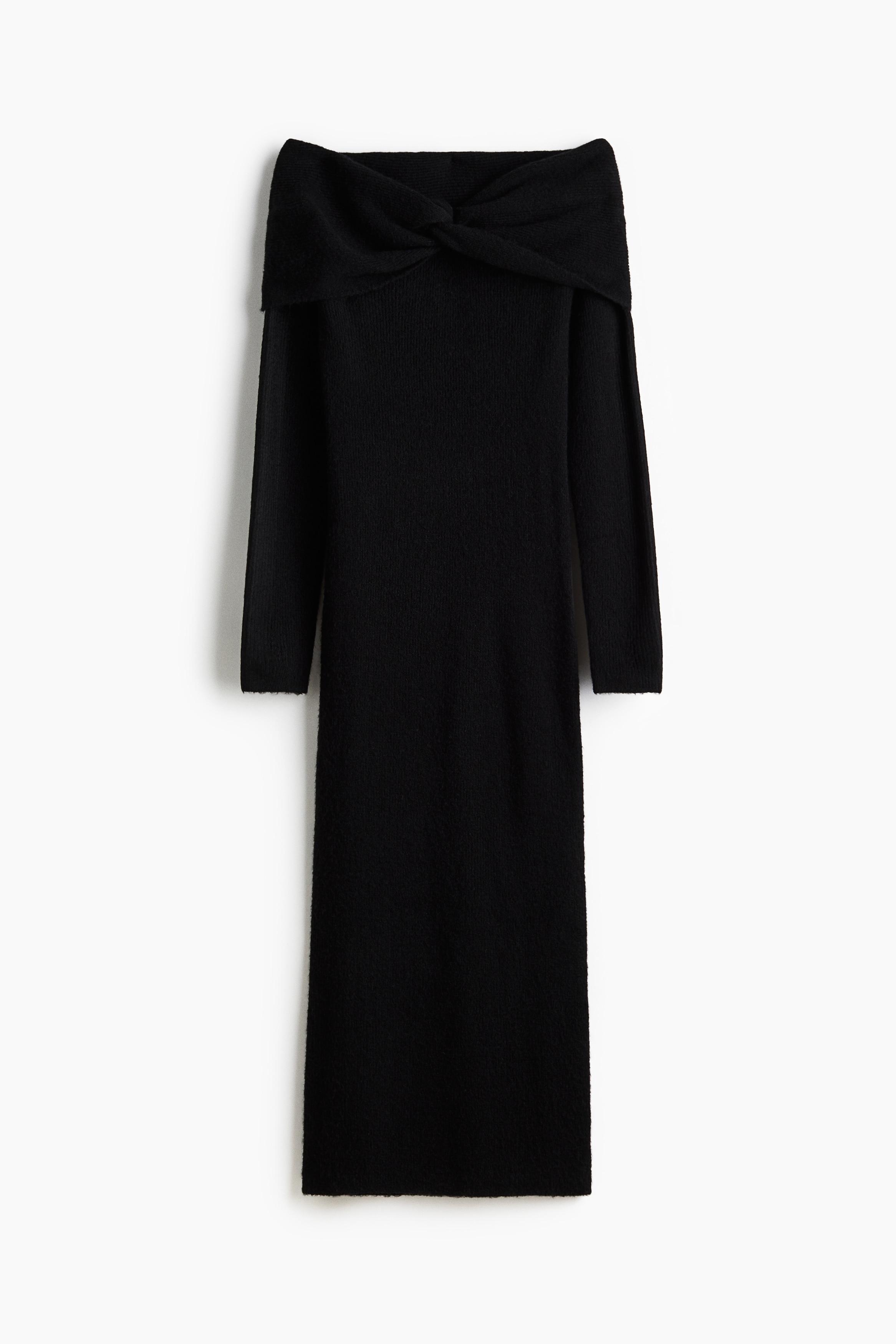 Έξωμο φόρεμα με λεπτή πλέξη - Μαύρο/Γκρι μελανζέ