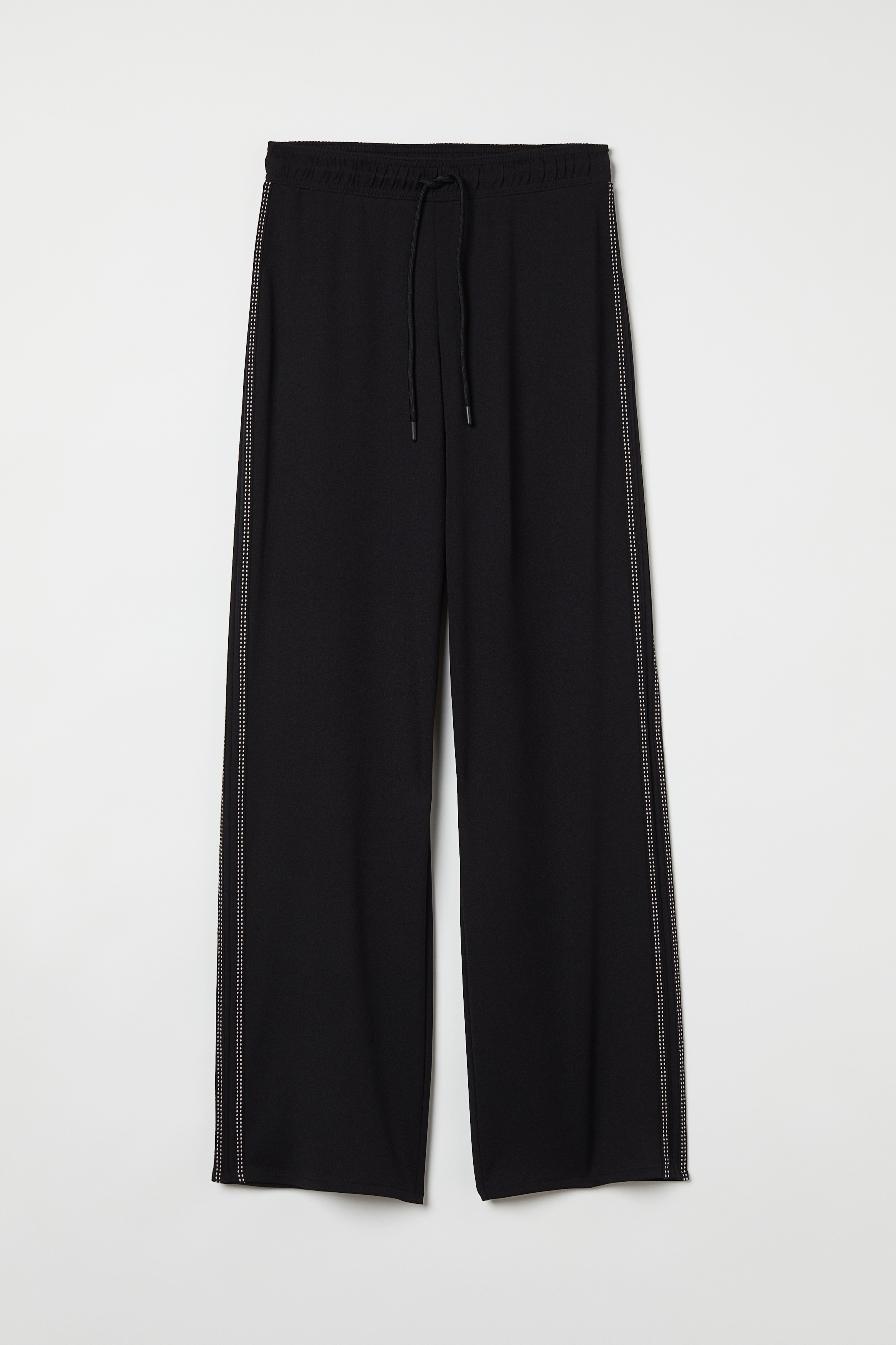 Wide side striped trousers Black Ladies H M GB