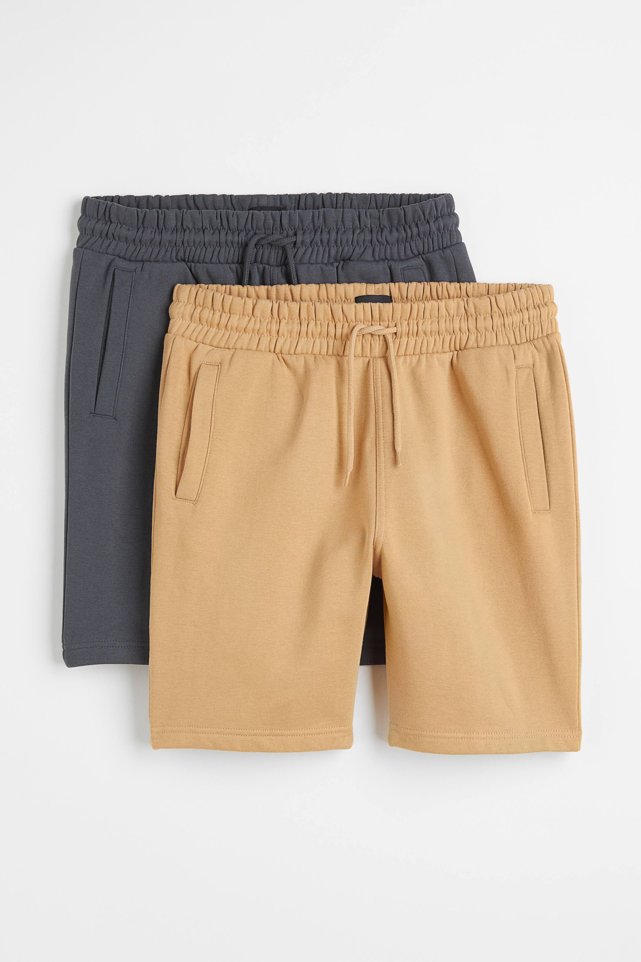 View larger image: 2-pack Regular Fit sweatshorts - Beige/Dark grey - Men | H&M 1