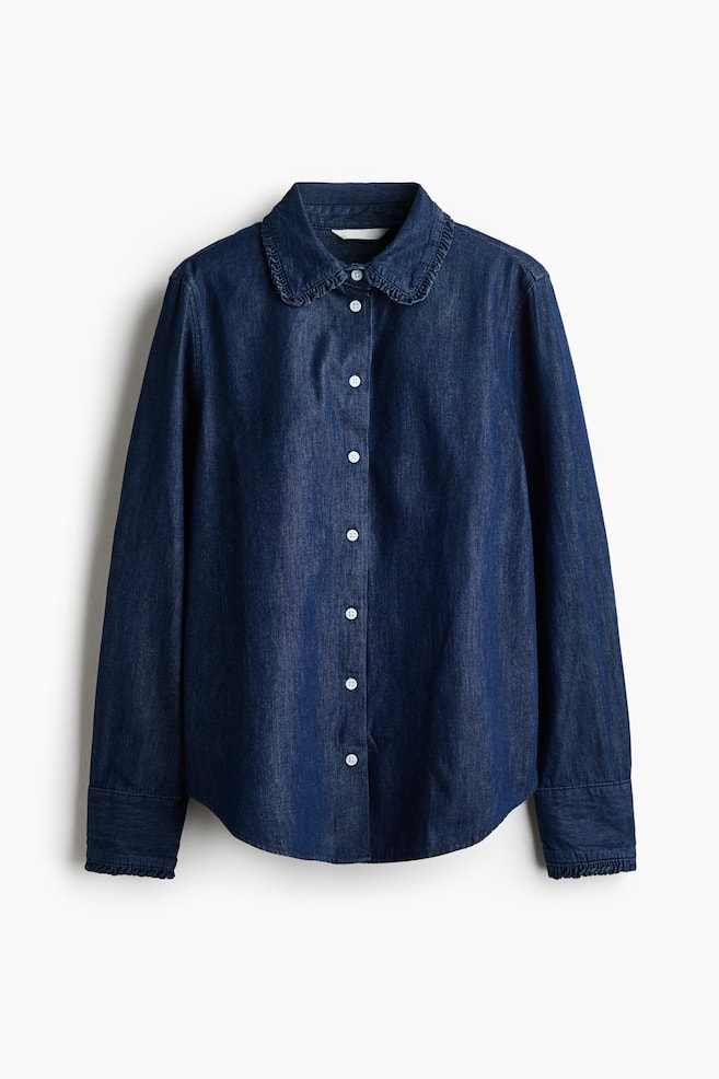 Cotton poplin shirt - Dark denim blue/Blue/Striped/Light pink/White/Blue/Striped/Cream/Checked - 1