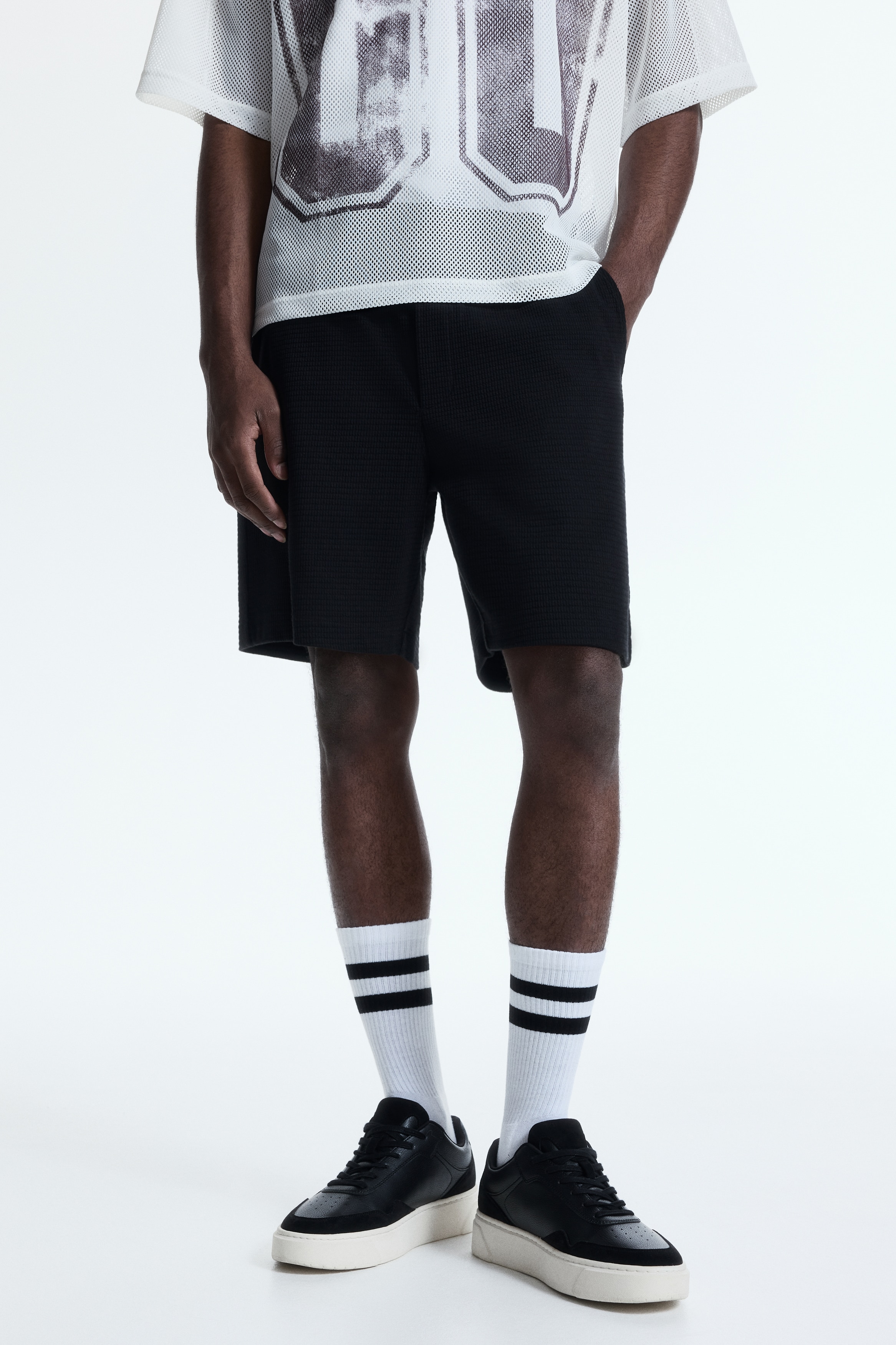 Textured jersey shorts