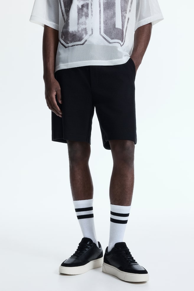 Shorts en punto texturizado - Negro/Blanco - 5