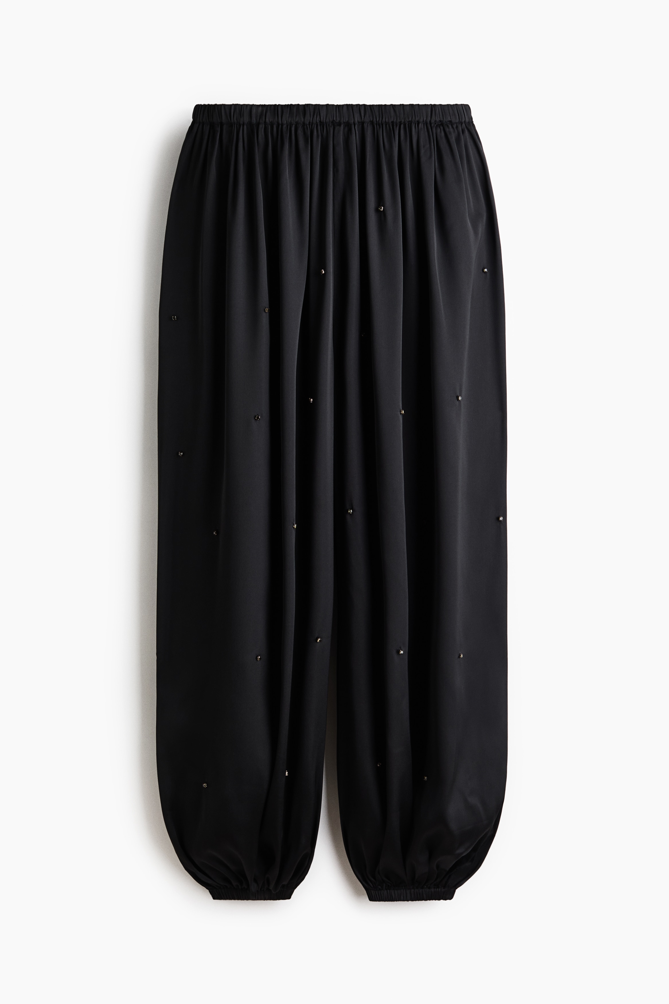 Calças adornadas com pernas abalonadas - Preto