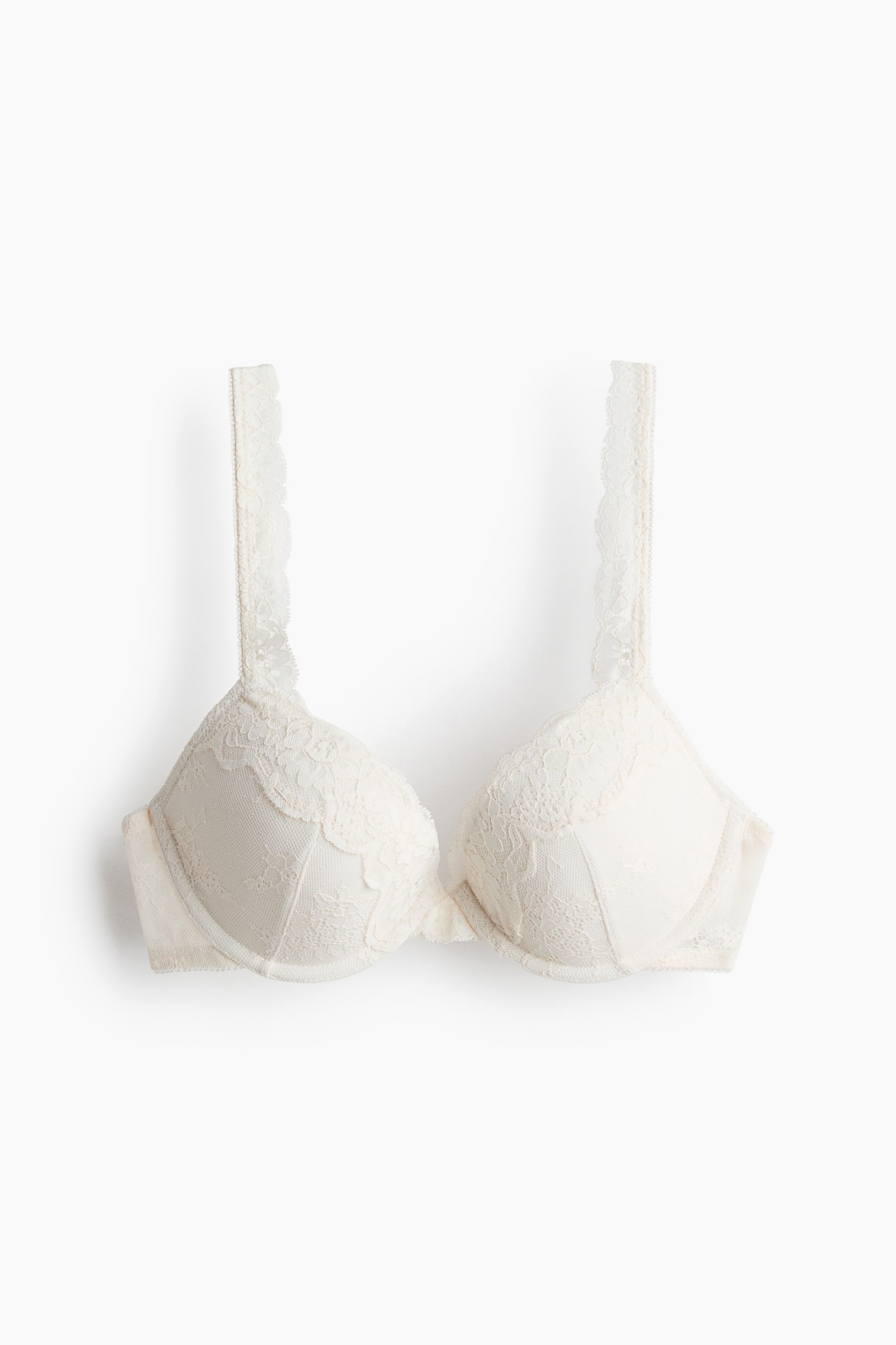Soutien-gorge pigeonnant en dentelle - Ivoire/Noir - 1