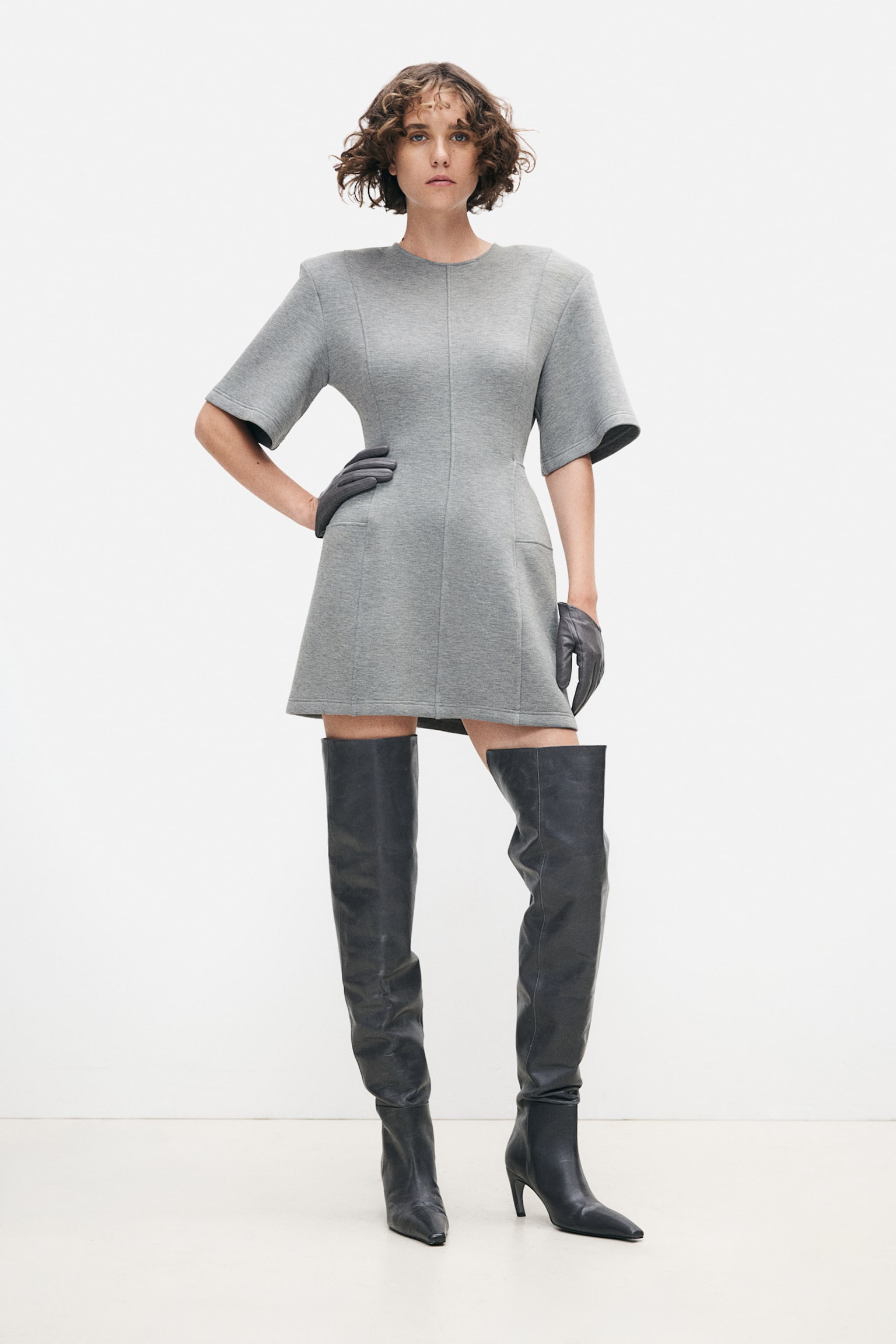 Hourglass T-shirt dress - Grey marl - 1