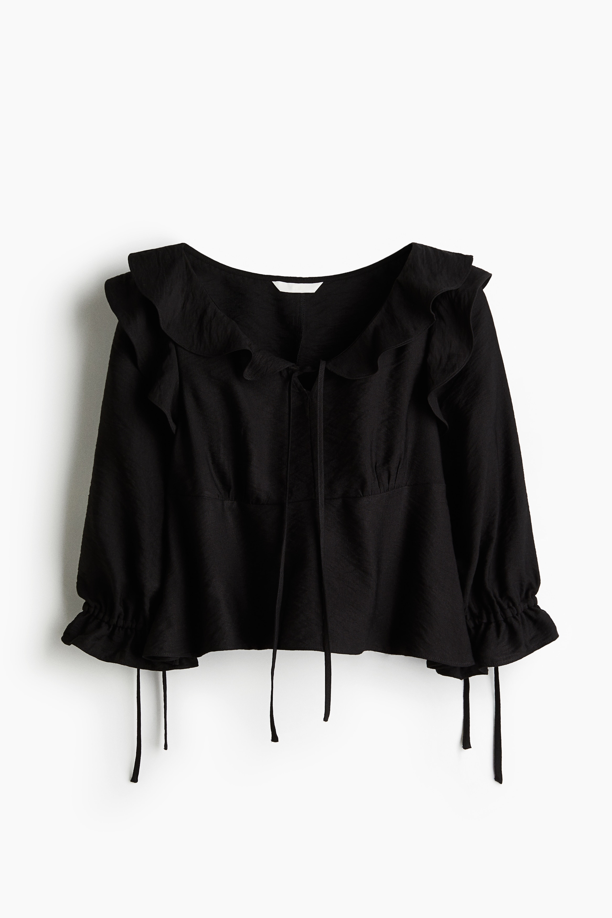 Flounce-Trimmed Blouse - Black