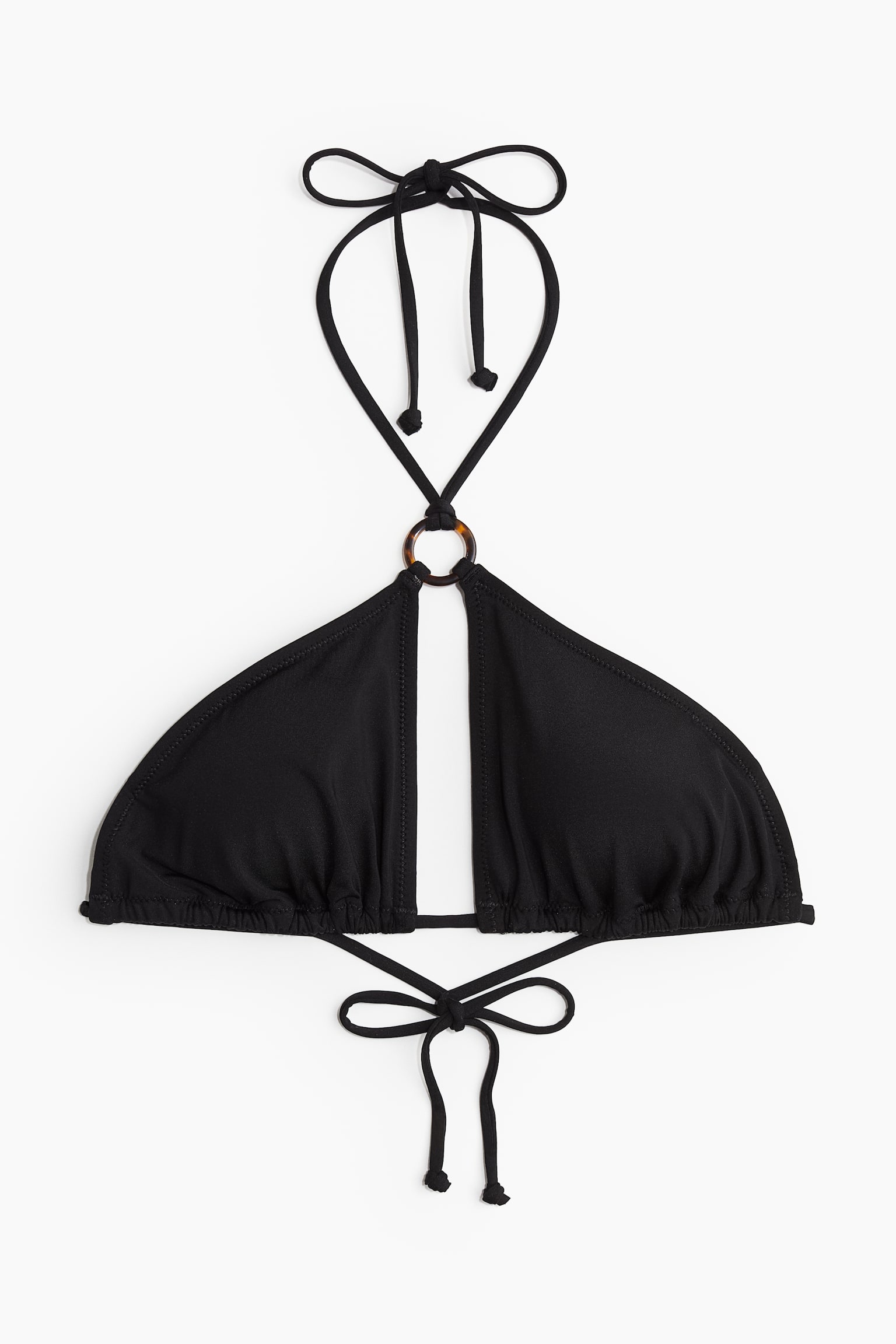 Padded halterneck bikini top - Black/Orange/Patterned/Brown - 2
