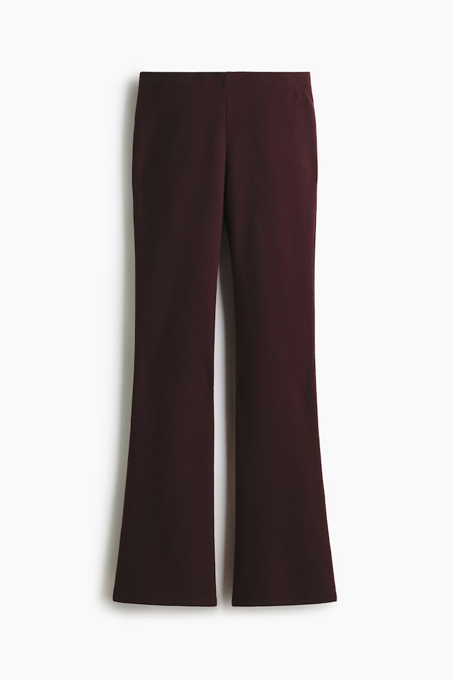 Pantaloni evazați tricotați - Roșu-prună/Gri-închis - 1