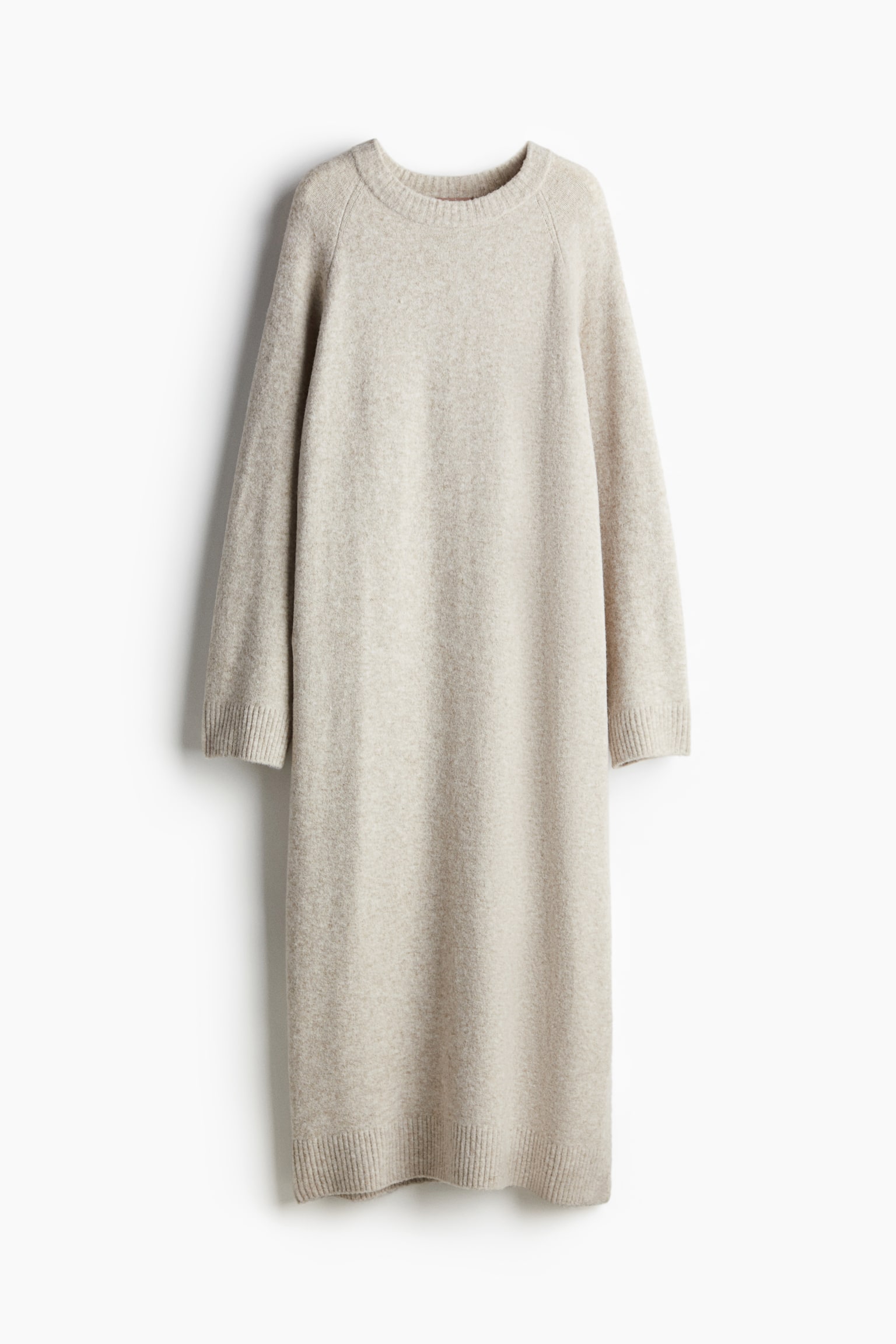 Knitted long dress - Light beige marl/Grey marl - 2