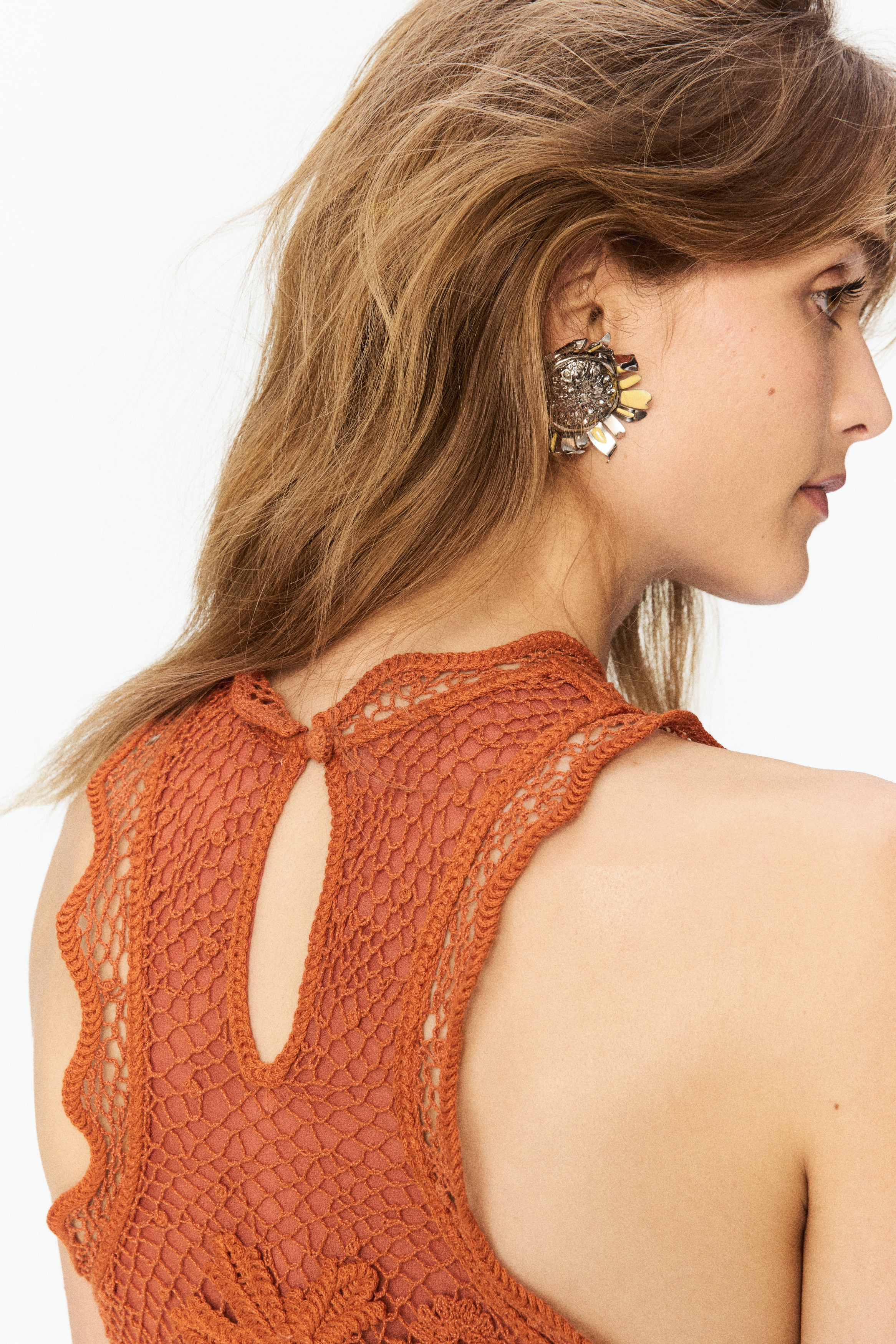 h&m orange crochet dress Orange Knit Crochet Dress, H&M short, relaxed-fit,