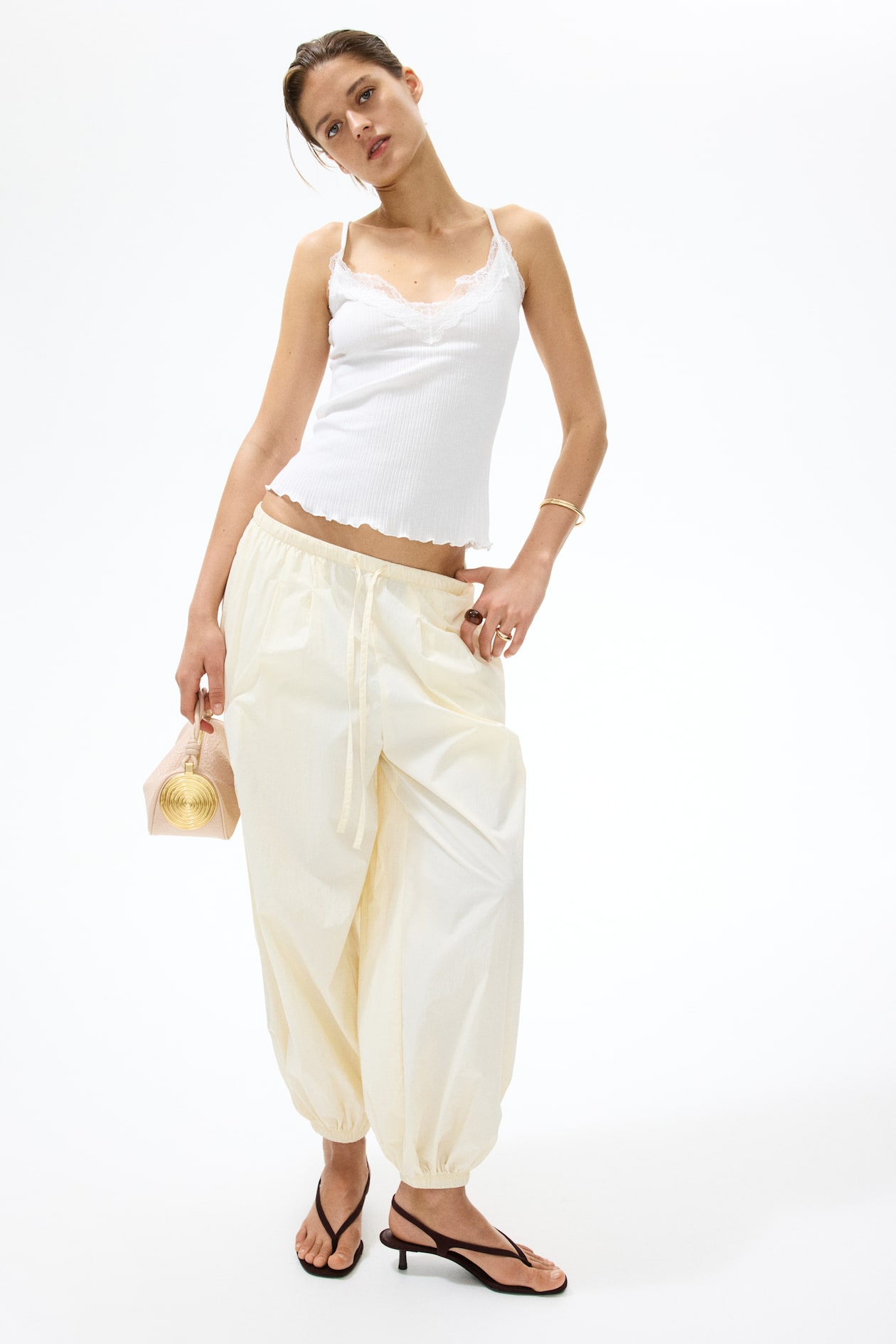 Lace-Trimmed Pointelle-Knit Top - image 2