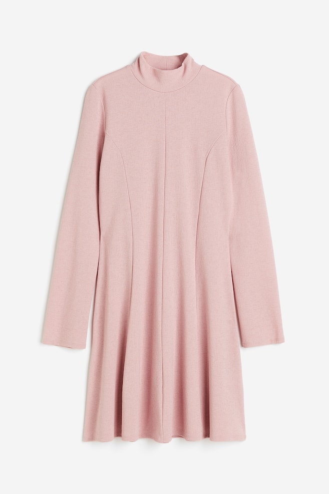 Robe en jersey avec col cheminée - Rose clair/Noir - 1